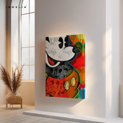 Mickey Mouse Pop Art Wall Art – Abstract Cartoon Canvas Frame | Colorful Street Style Poster Pakistan | IBRELIA™ IBRELIA