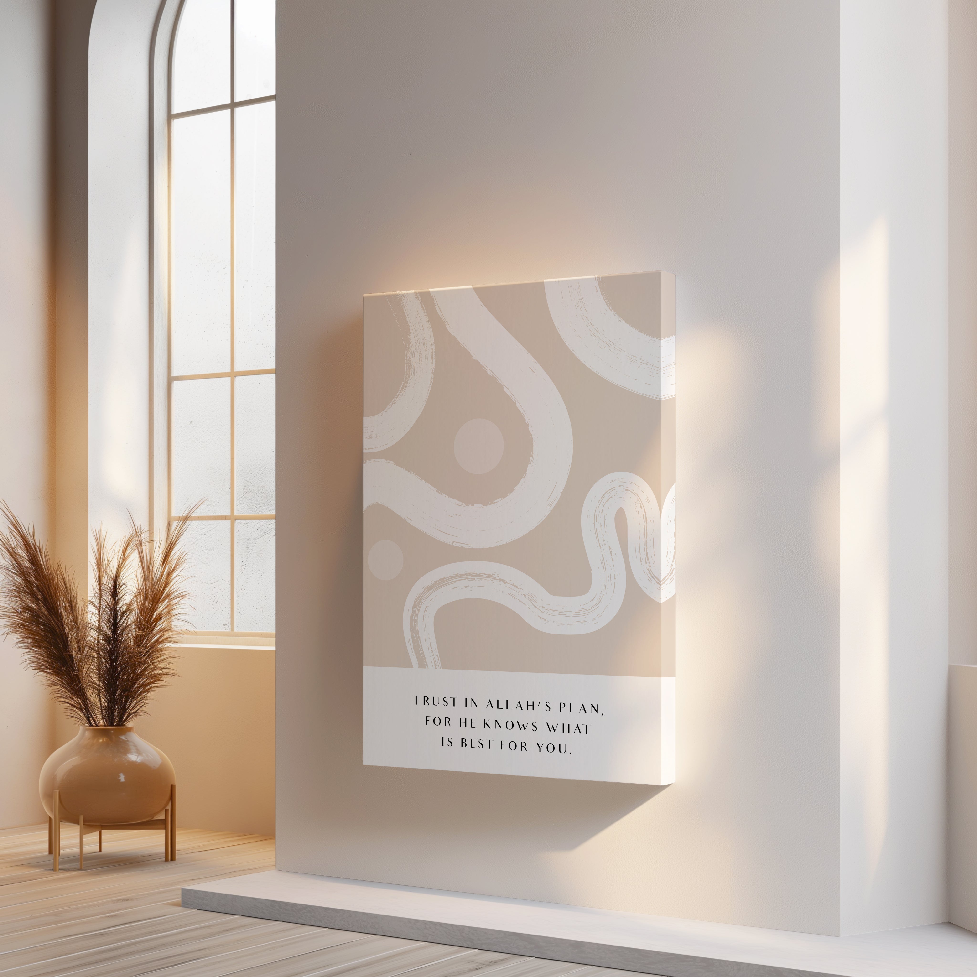 Trust in Allah’s Plan Islamic Wall Art – Modern Neutral Abstract Design | 4K Ultra Wrap Frame Wall Art in Pakistan | IBRELIA™