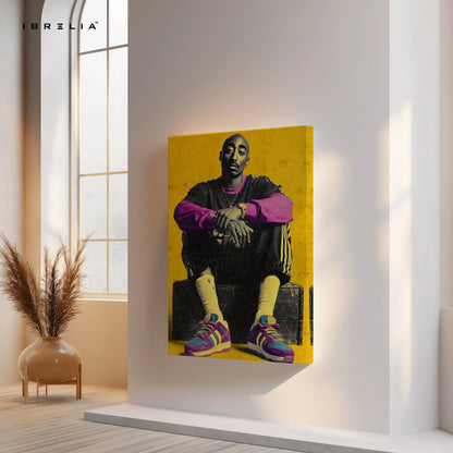 Tupac Shakur Vintage Portrait Wall Art – Iconic Hip Hop Legend Canvas Frame | Retro Rap Poster Pakistan | IBRELIA™ IBRELIA