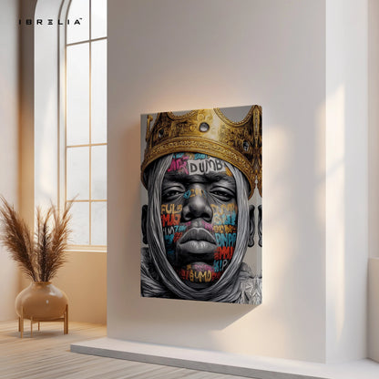 Street King Crown Graffiti Wall Art – Urban Portrait Canvas Frame | Bold Street Culture Decor Pakistan | IBRELIA™ IBRELIA