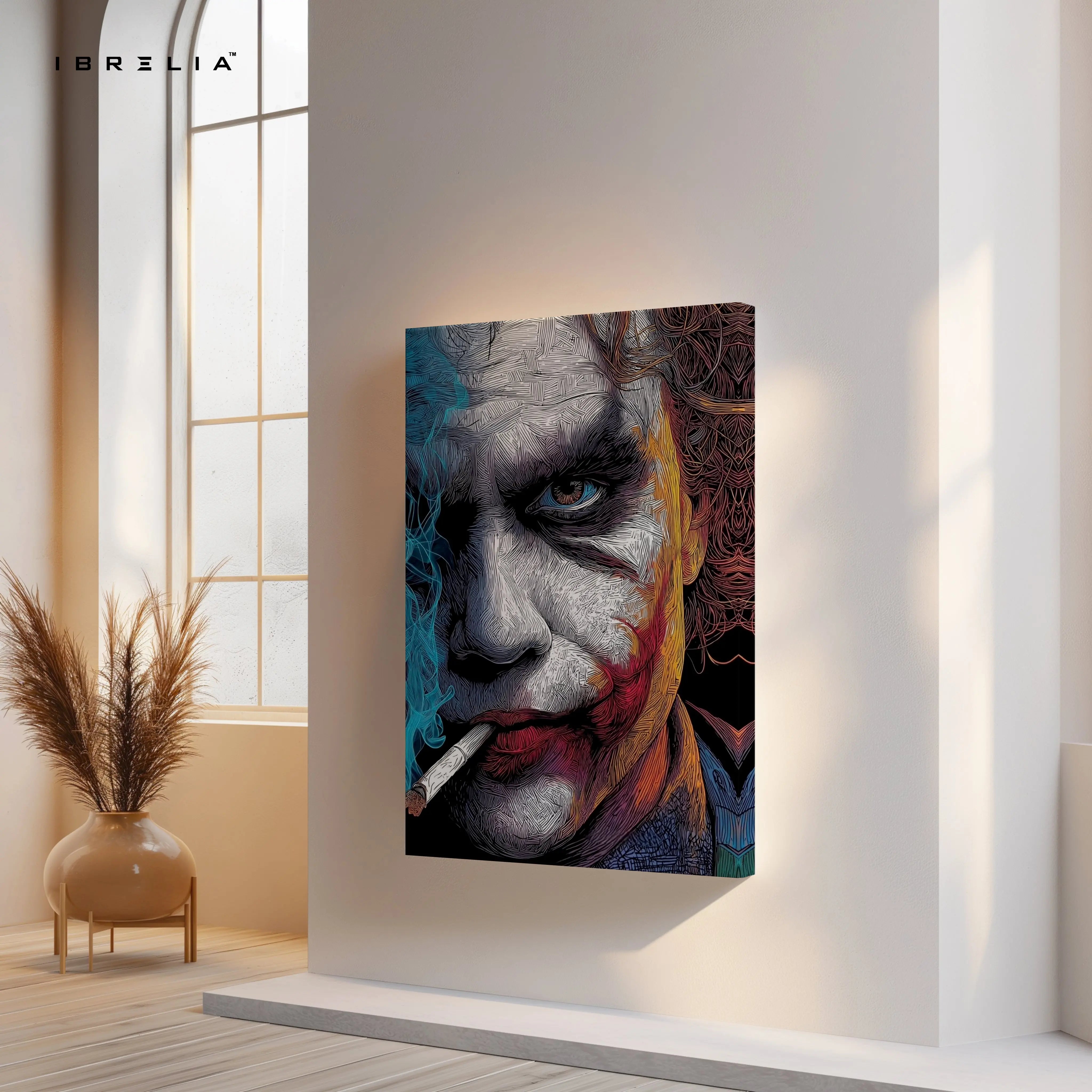Joker Abstract Portrait Wall Art – Dark Villain Canvas Frame | Artistic Street Style Poster Pakistan | IBRELIA™ IBRELIA