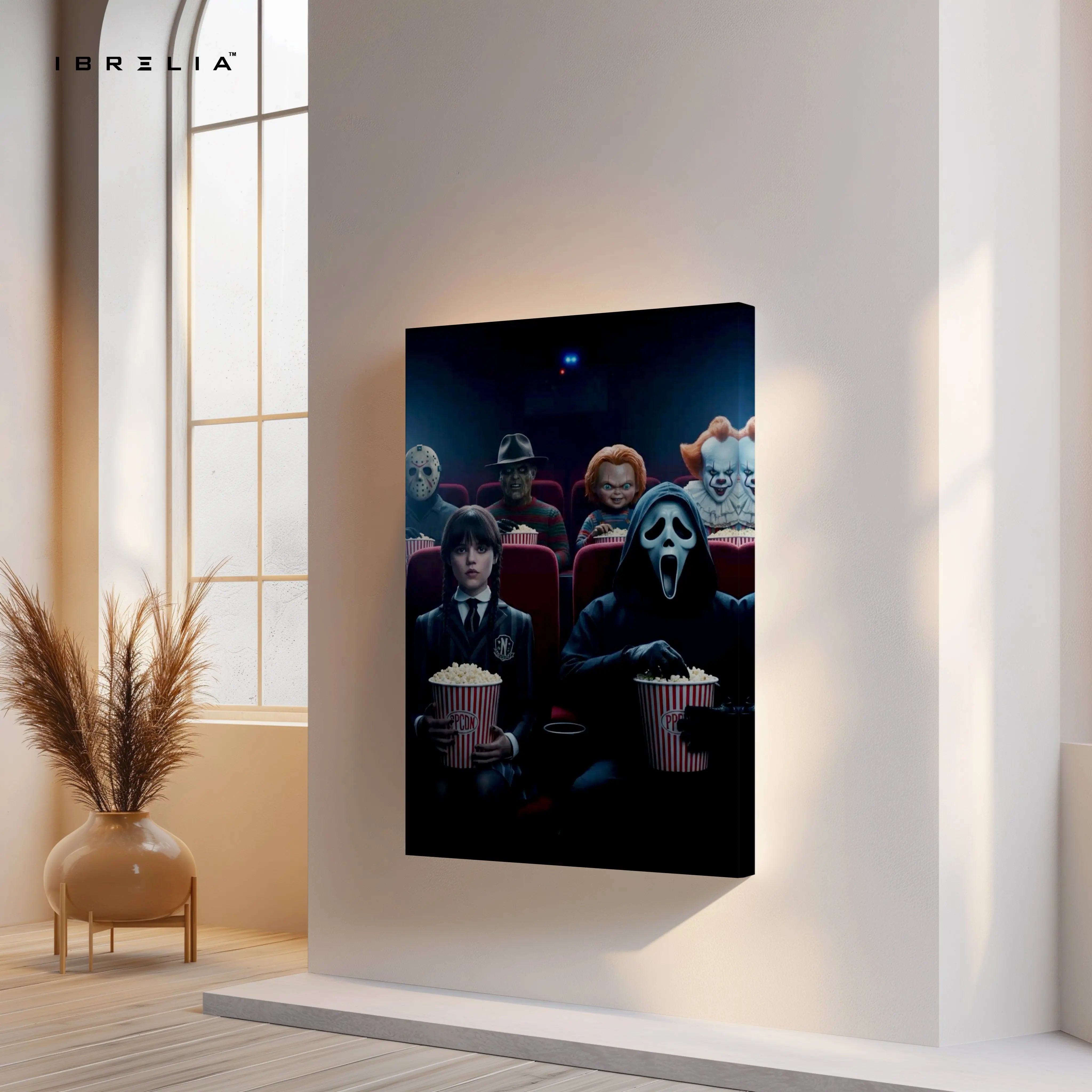 Horror Movie Icons Cinema Wall Art – Ghostface Pennywise Freddy Canvas Frame | Dark Pop Culture Poster Pakistan | IBRELIA™ IBRELIA