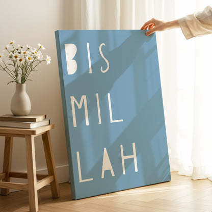 Bismillah Kids Wall Art – Minimal Islamic Nursery Decor | 4K Ultra Wrap Frame Wall Art in Pakistan | IBRELIA™