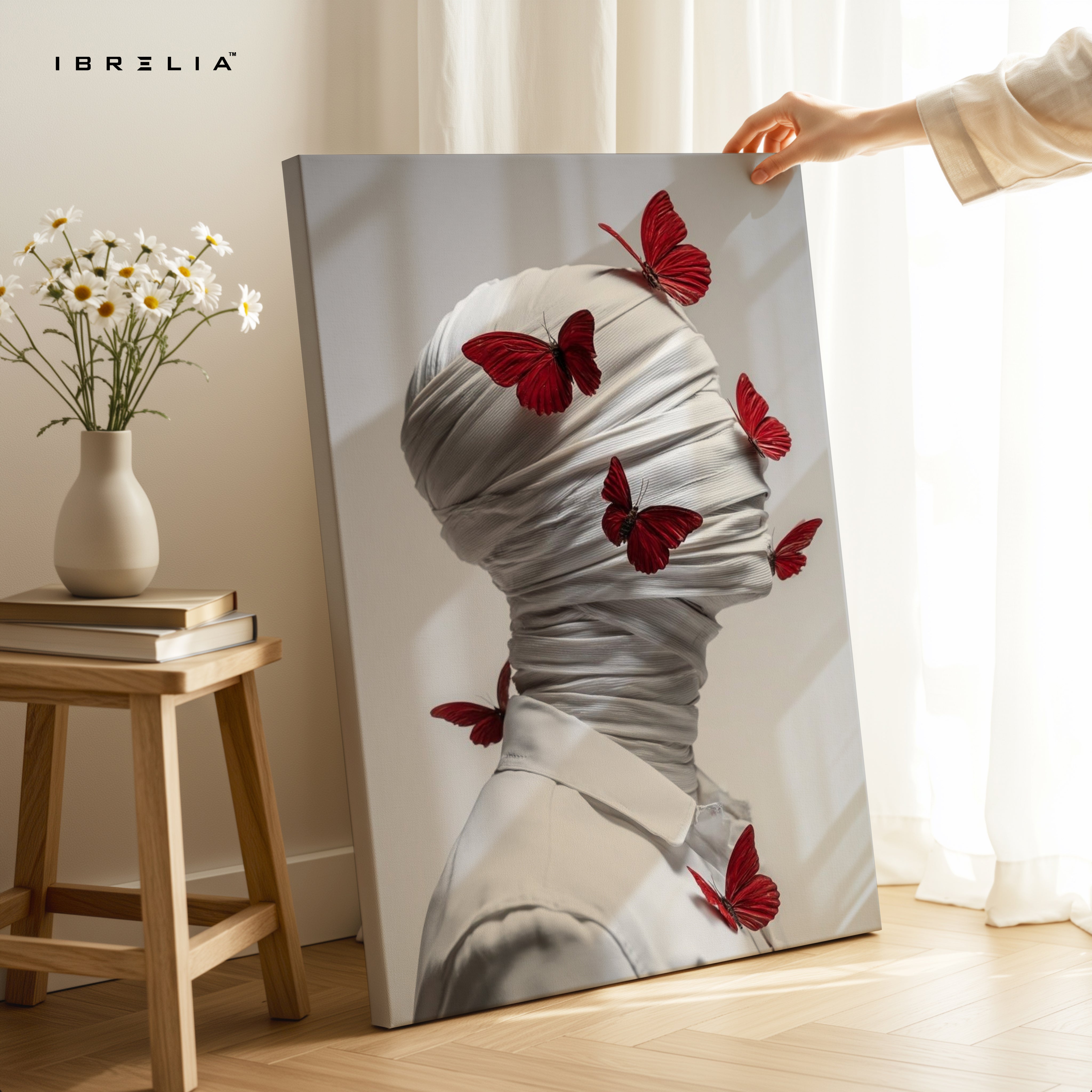 Crimson Butterflies Silence Art – 4K Ultra Wrap Frame Wall Art in Pakistan | IBRELIA™