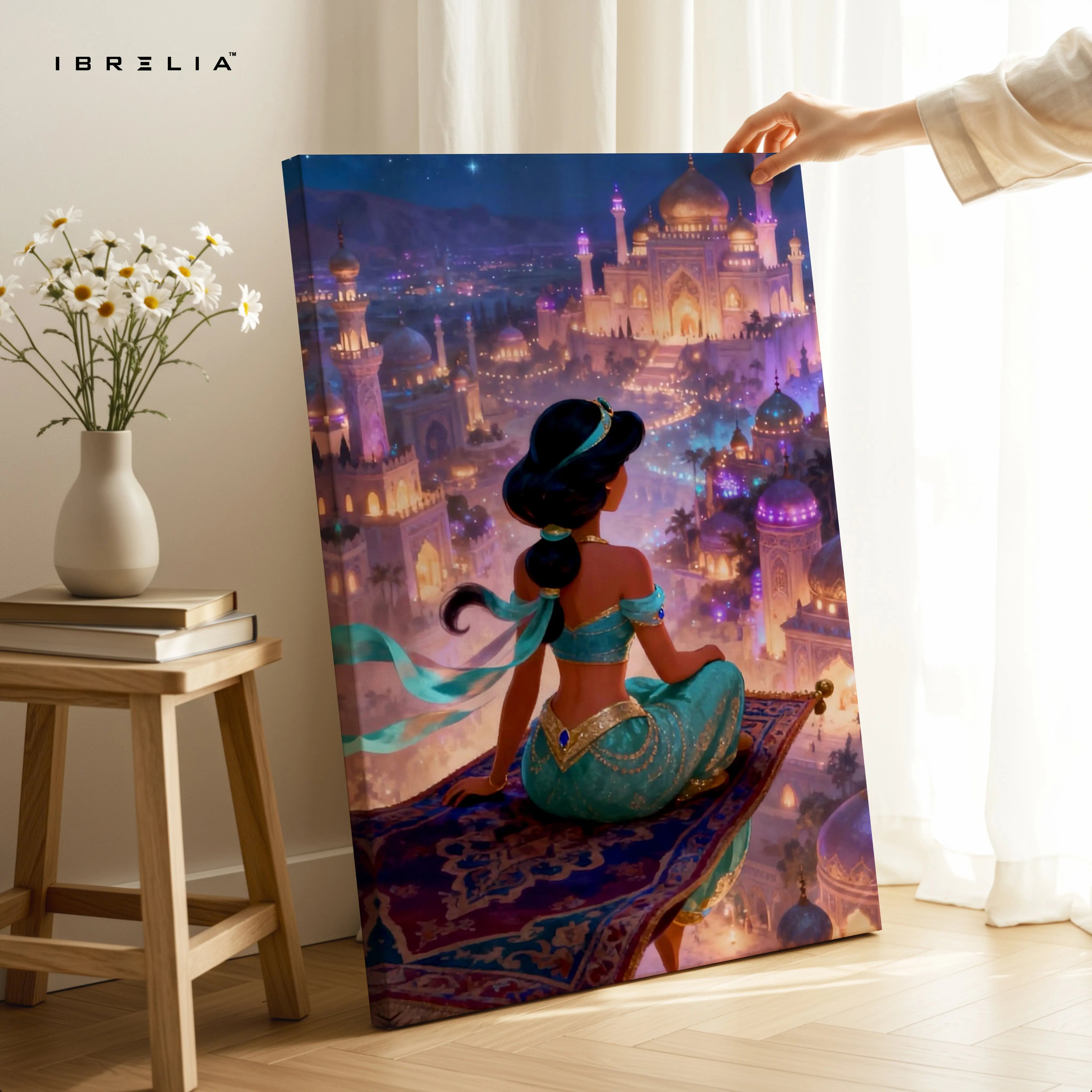 Arabian Princess Night City Wall Art – Magical Palace Fantasy Canvas Frame | Luxury Aesthetic Decor Pakistan | IBRELIA™ IBRELIA