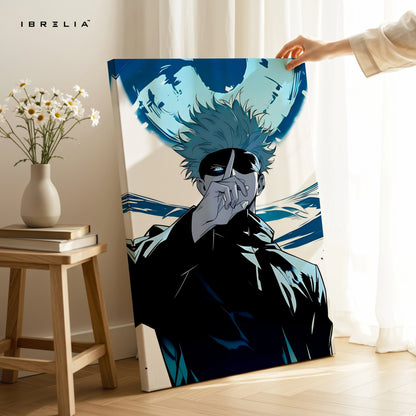 Gojo Satoru Wall Art – Jujutsu Kaisen Anime Canvas Frame | Gojo Infinity Poster Pakistan | IBRELIA™ IBRELIA