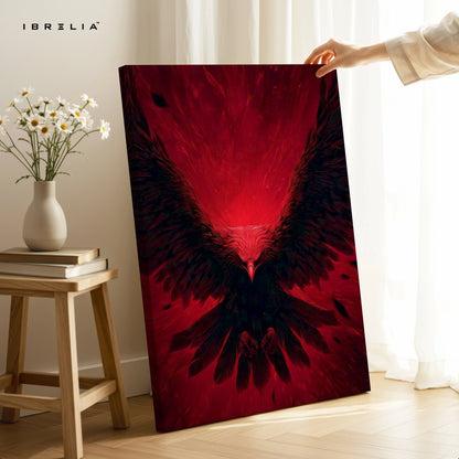 Red Eagle Wall Art – Dark Phoenix Bird Canvas Frame | Powerful Wings Poster Pakistan | IBRELIA™ IBRELIA