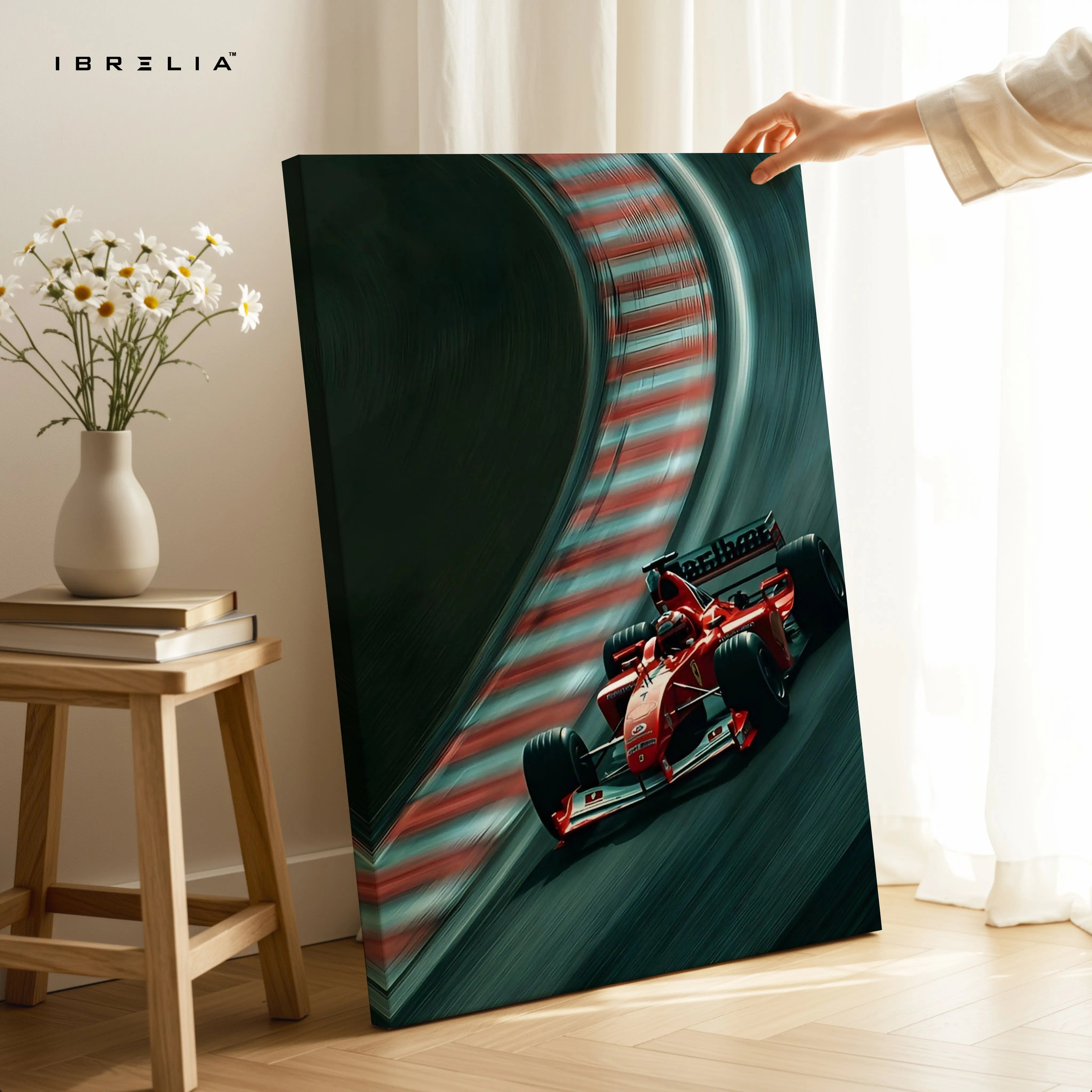 Ferrari F1 Cornering Speed Wall Art – High Velocity Track Canvas Frame Pakistan | Formula Racing Poster | IBRELIA™ IBRELIA