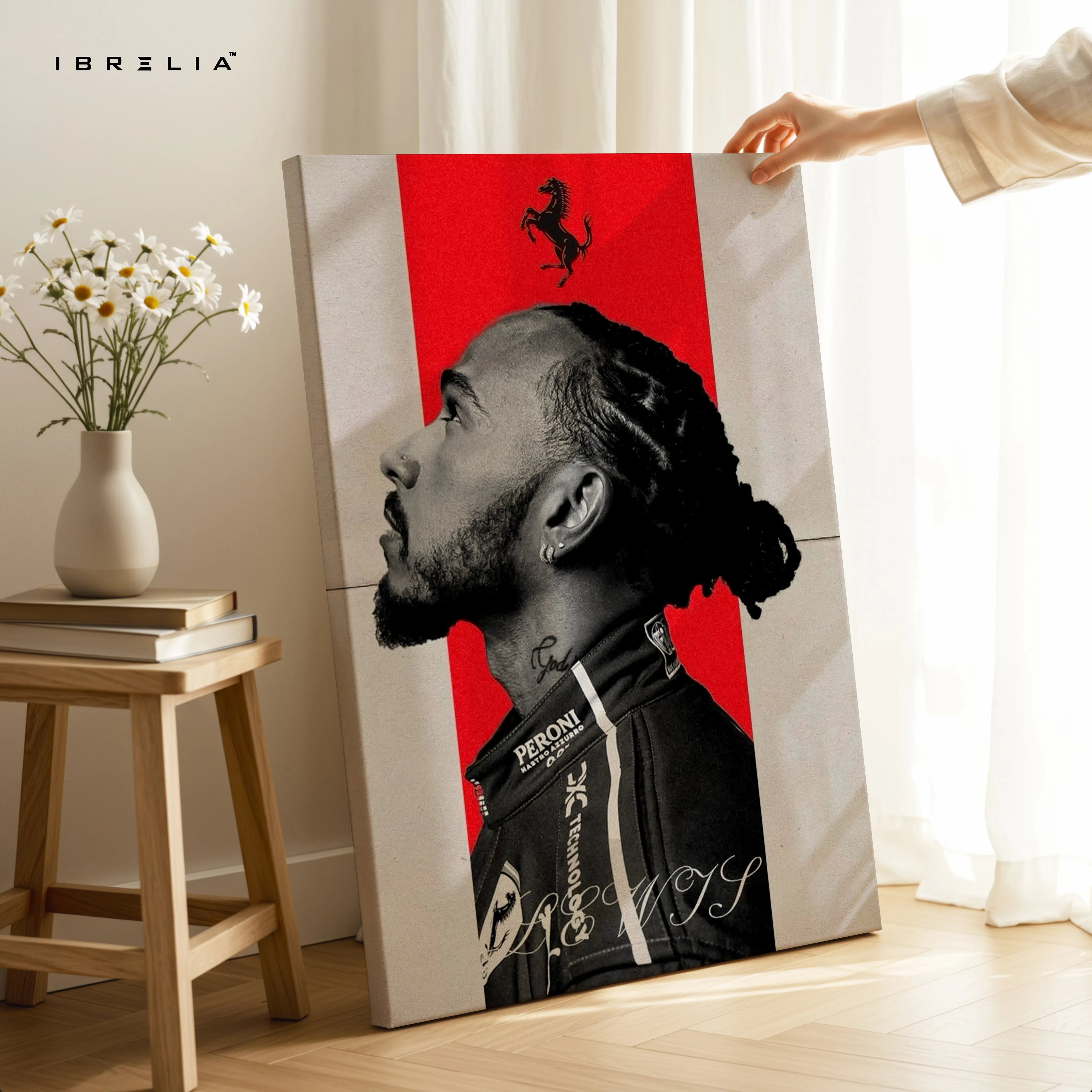 Lewis Hamilton Ferrari Wall Art – Formula 1 Racing Canvas Frame Pakistan | F1 Driver Poster | IBRELIA™ IBRELIA