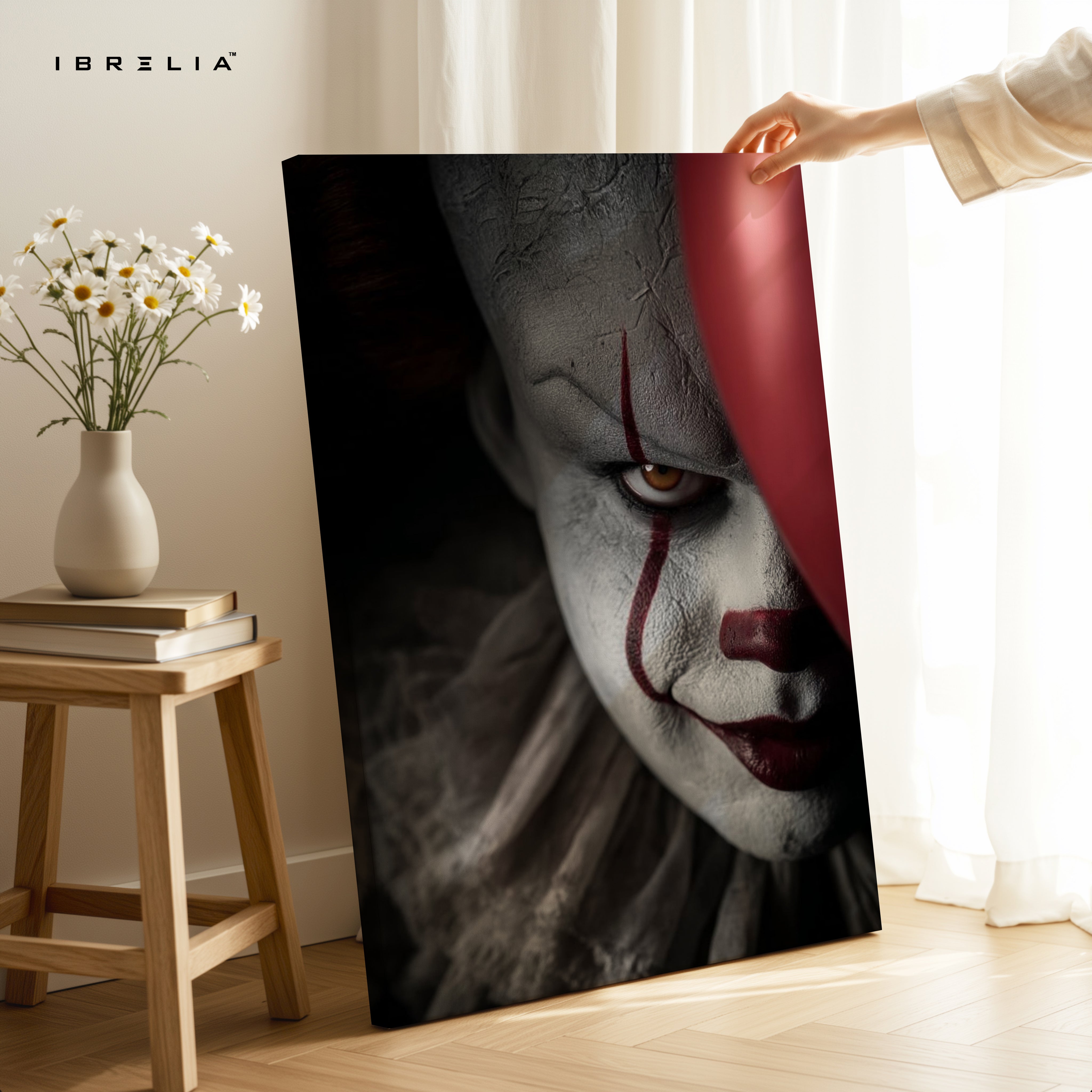 Crimson Gaze Apparition – Dark Cinematic Horror Portrait | 4K Ultra Wrap Frame Wall Art in Pakistan | IBRELIA™
