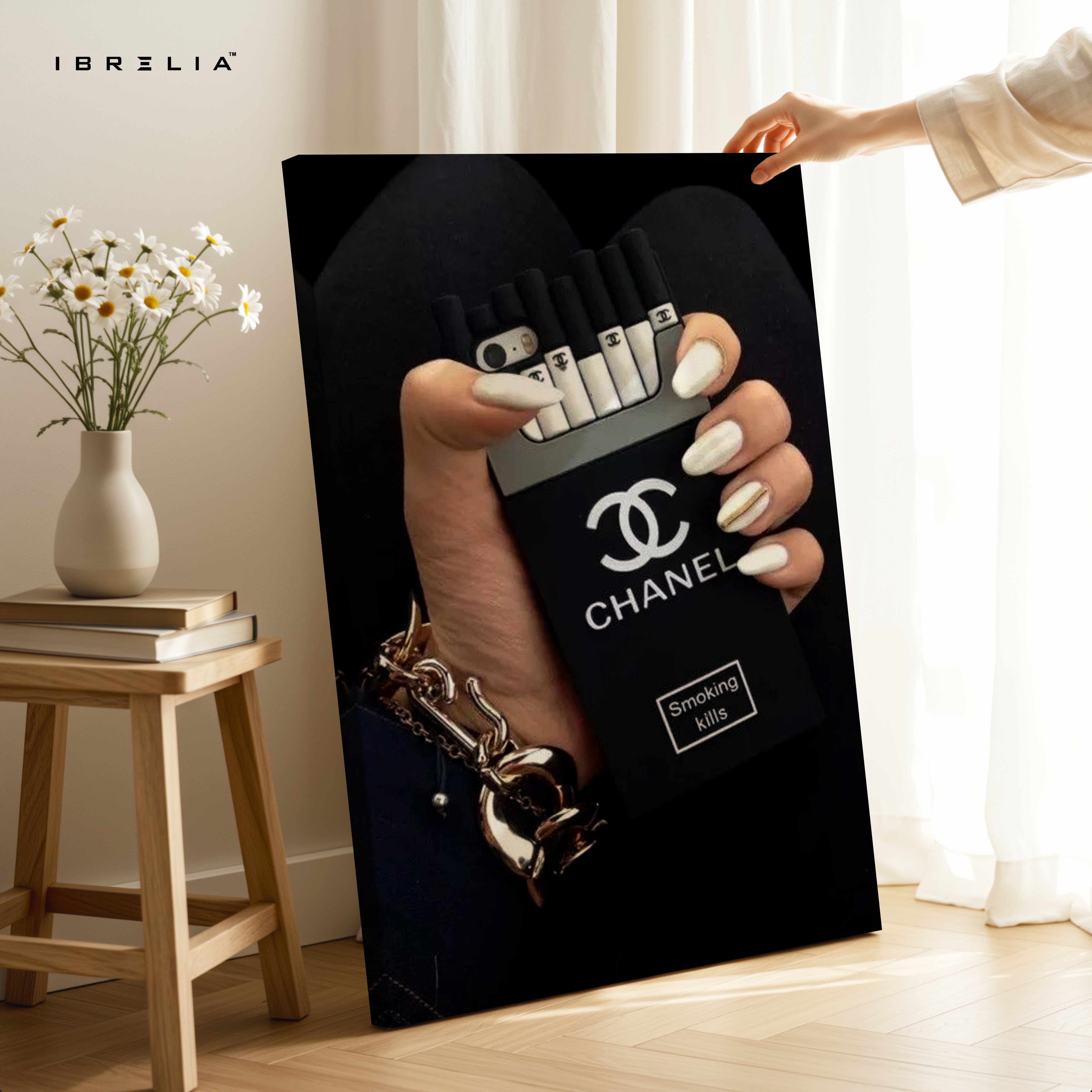 Chanel Noir Cigarette Box Glam Art – 4K Ultra Wrap Frame Wall Art in Pakistan | IBRELIA™
