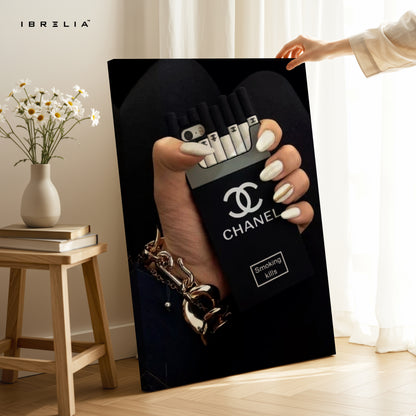 Chanel Noir Cigarette Box Glam Art – 4K Ultra Wrap Frame Wall Art in Pakistan | IBRELIA™