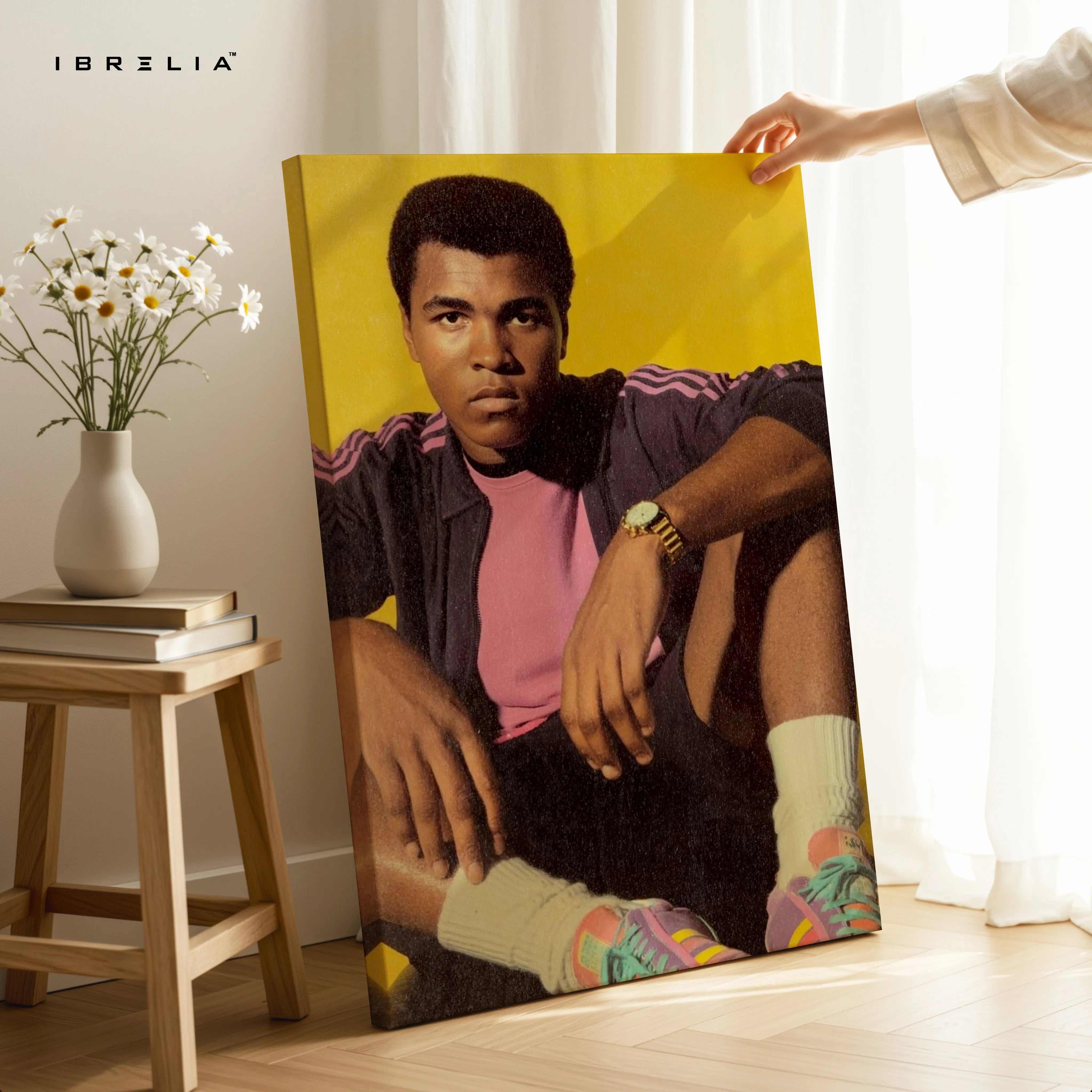 Muhammad Ali Vintage Portrait Wall Art – Iconic Boxing Legend Canvas Frame | Retro Athlete Poster Pakistan | IBRELIA™ IBRELIA