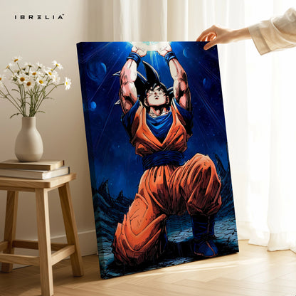 Goku Spirit Bomb Wall Art – Dragon Ball Anime Canvas Frame | Goku Universe Energy Poster Pakistan | IBRELIA™ IBRELIA