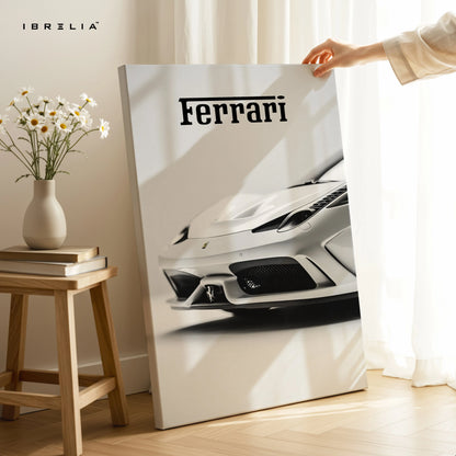 Ferrari Minimal Front Detail Wall Art – Luxury Supercar Poster | 4K Ultra Wrap Frame Wall Art in Pakistan | IBRELIA™ IBRELIA