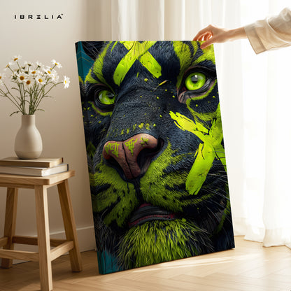 Neon Panther Close-Up Pop Art – 4K Ultra Wrap Frame Wall Art in Pakistan | IBRELIA™
