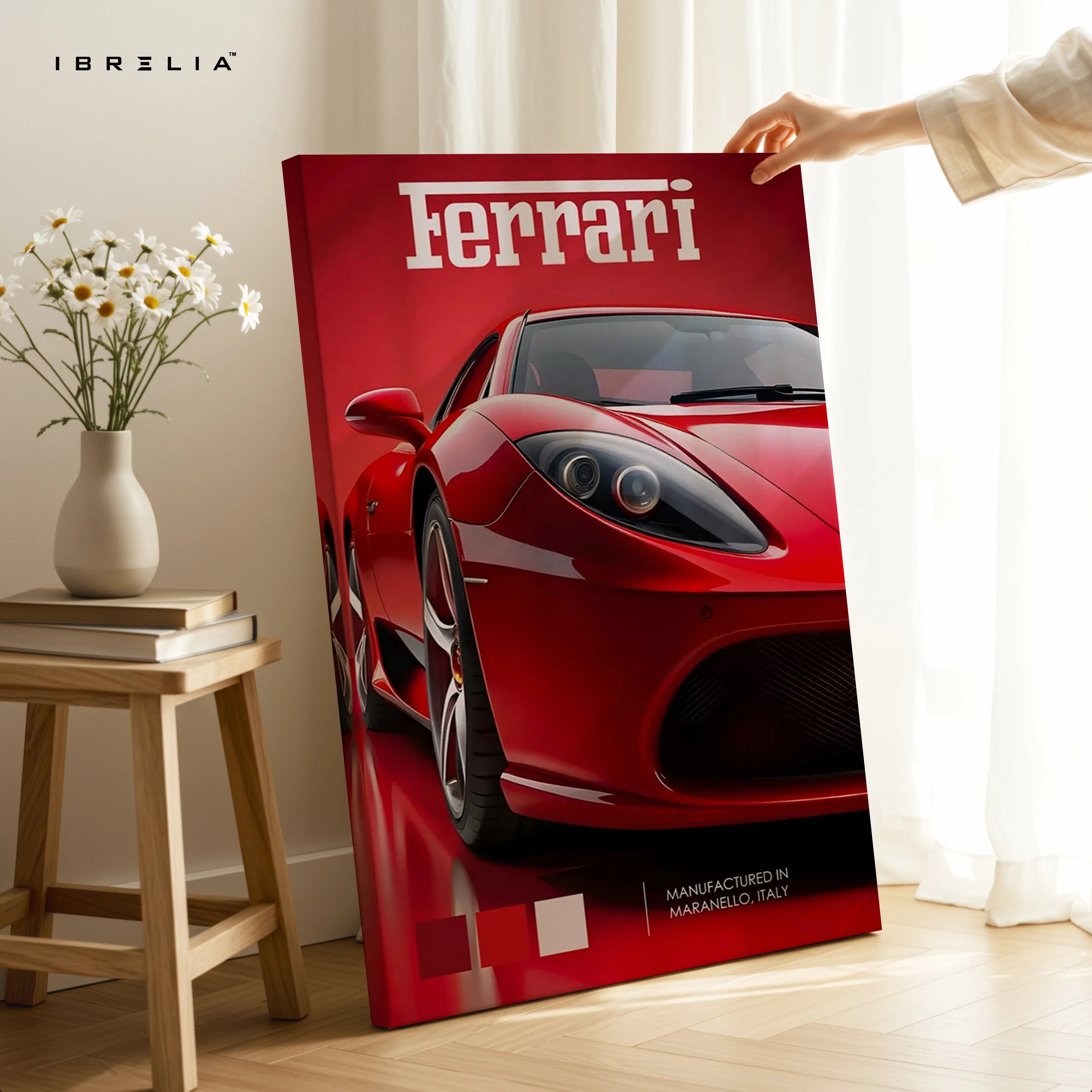 Ferrari Red Power Art – Luxury Supercar Front Detail Wall Art | 4K Ultra Wrap Frame Wall Art in Pakistan | IBRELIA™ IBRELIA