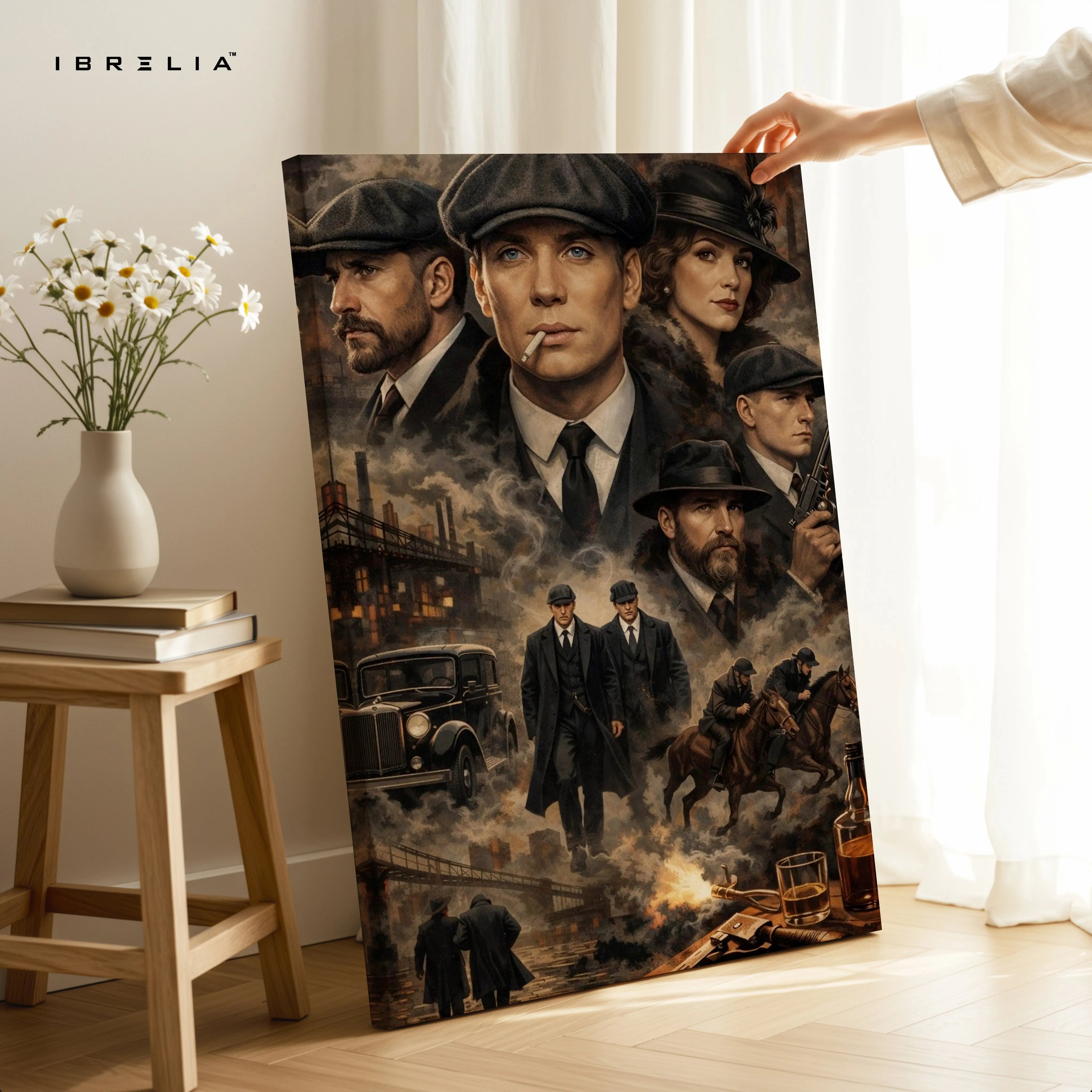 Peaky Blinders Collage Wall Art – Thomas Shelby Gang Canvas Frame | Vintage Crime Series Poster Pakistan | IBRELIA™ IBRELIA