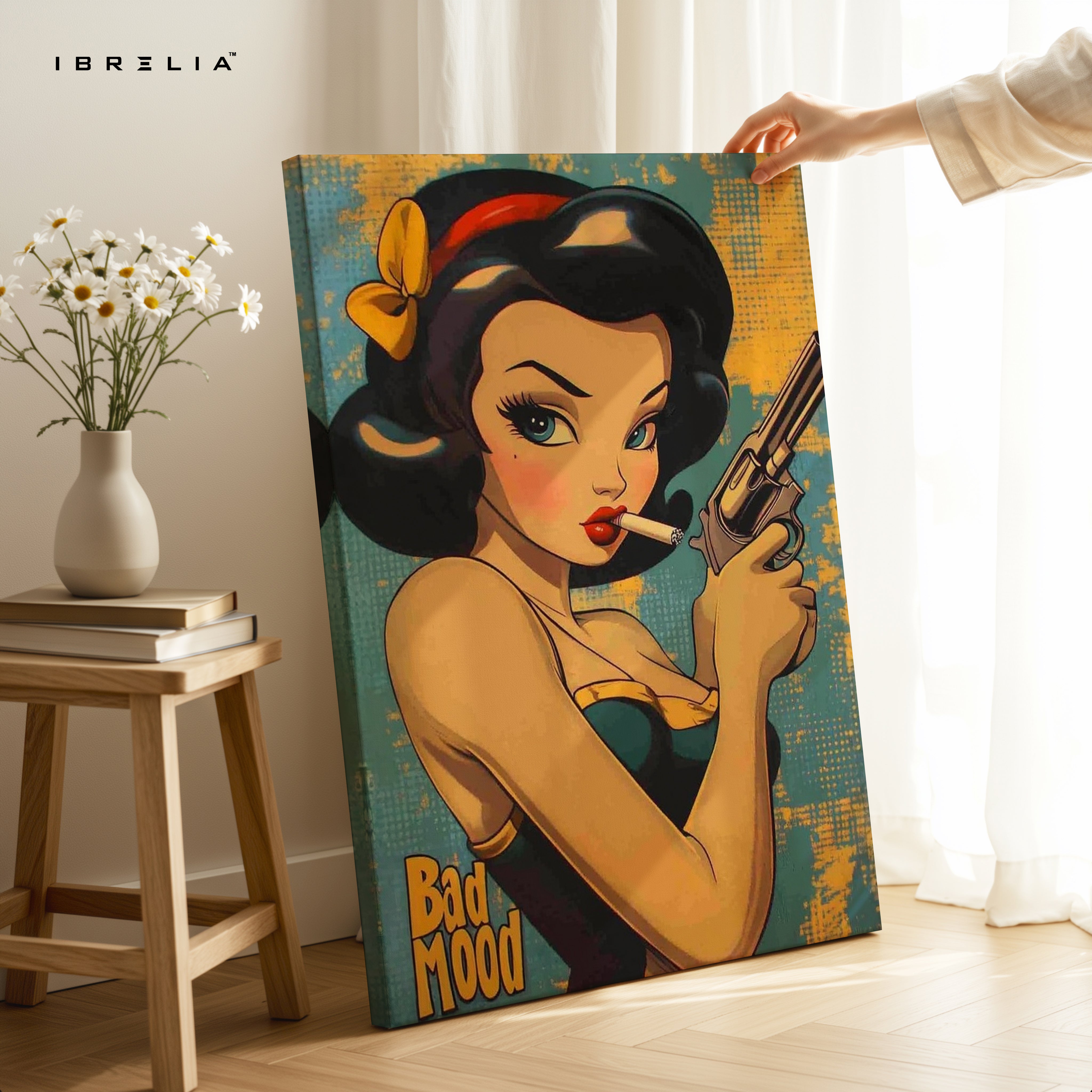 Bad Mood Pin-Up Noir – Vintage Femme Fatale Pop Art | 4K Ultra Wrap Frame Wall Art in Pakistan | IBRELIA™