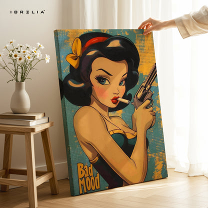 Bad Mood Pin-Up Noir – Vintage Femme Fatale Pop Art | 4K Ultra Wrap Frame Wall Art in Pakistan | IBRELIA™