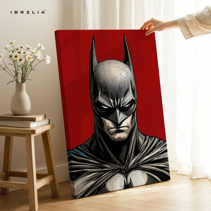 Batman Dark Portrait Wall Art – DC Superhero Canvas Frame | Batman Poster Pakistan | IBRELIA™ IBRELIA
