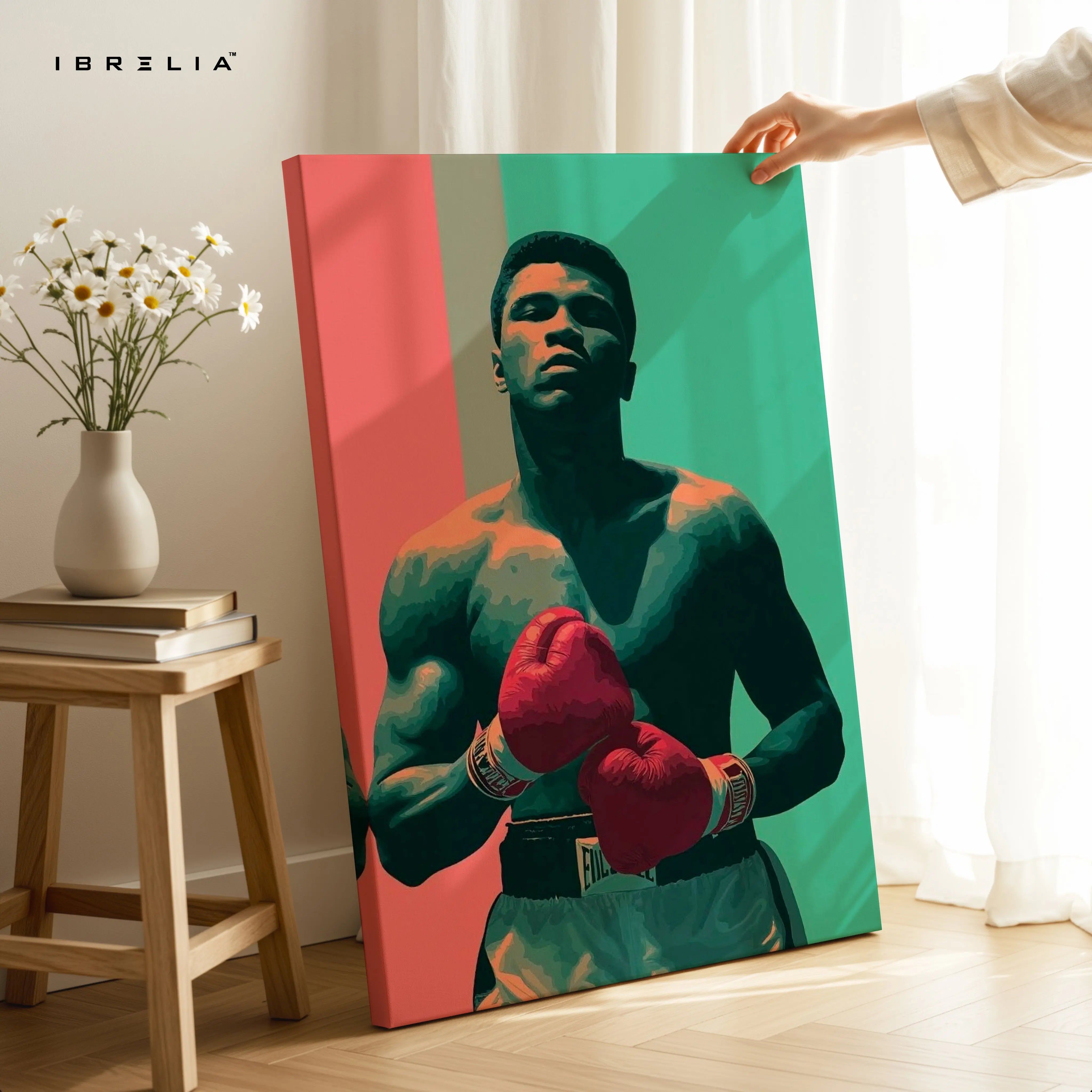 Muhammad Ali Portrait Wall Art – Boxing Legend Canvas Frame | Vintage Fighter Poster Pakistan | IBRELIA™ IBRELIA