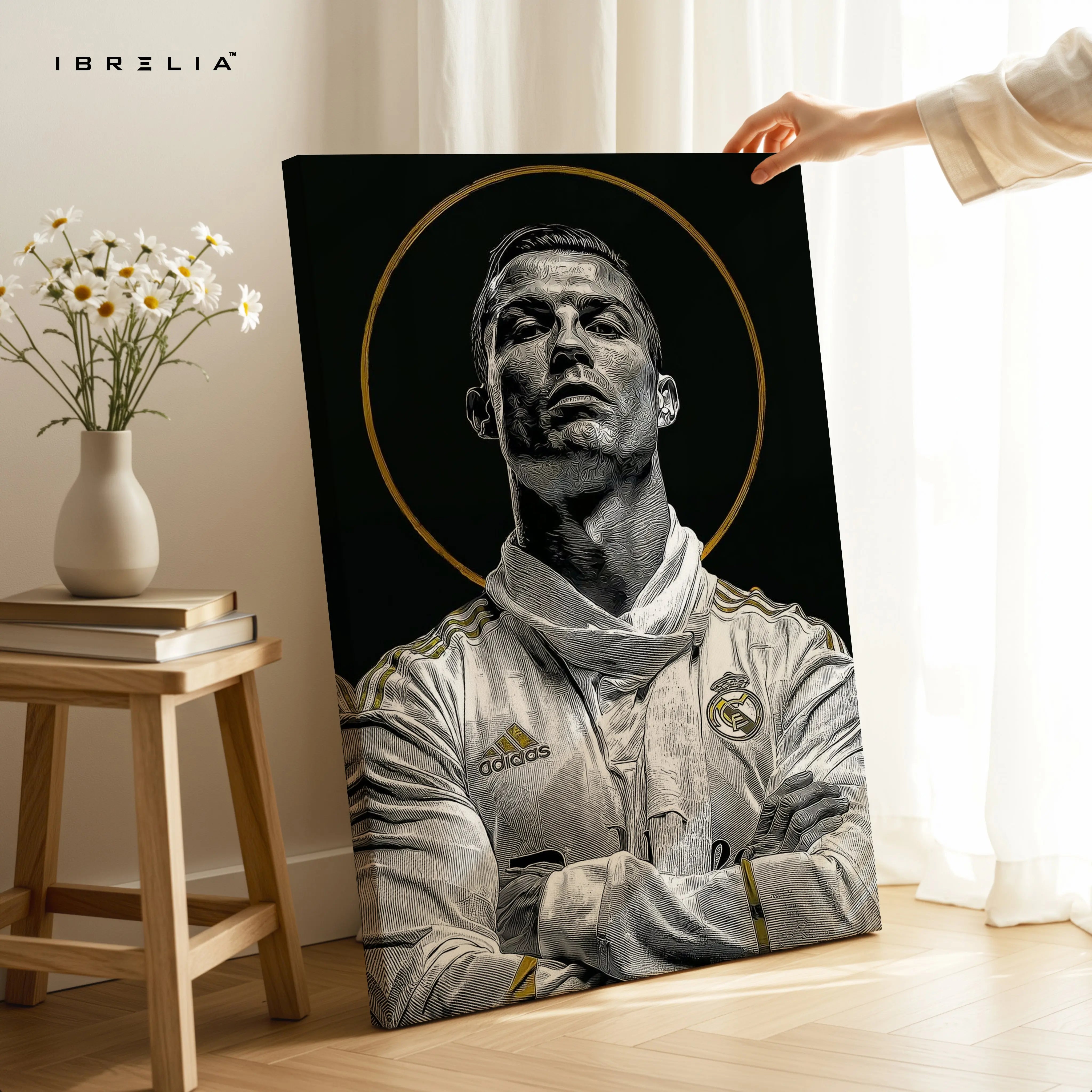 Cristiano Ronaldo Royal Portrait Wall Art – CR7 Luxury Canvas Frame | Real Madrid Ronaldo Poster Pakistan | IBRELIA™ IBRELIA