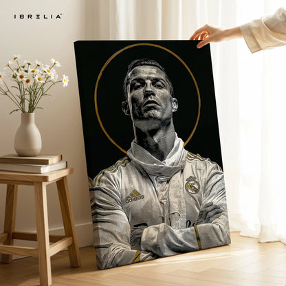 Cristiano Ronaldo Royal Portrait Wall Art – CR7 Luxury Canvas Frame | Real Madrid Ronaldo Poster Pakistan | IBRELIA™ IBRELIA