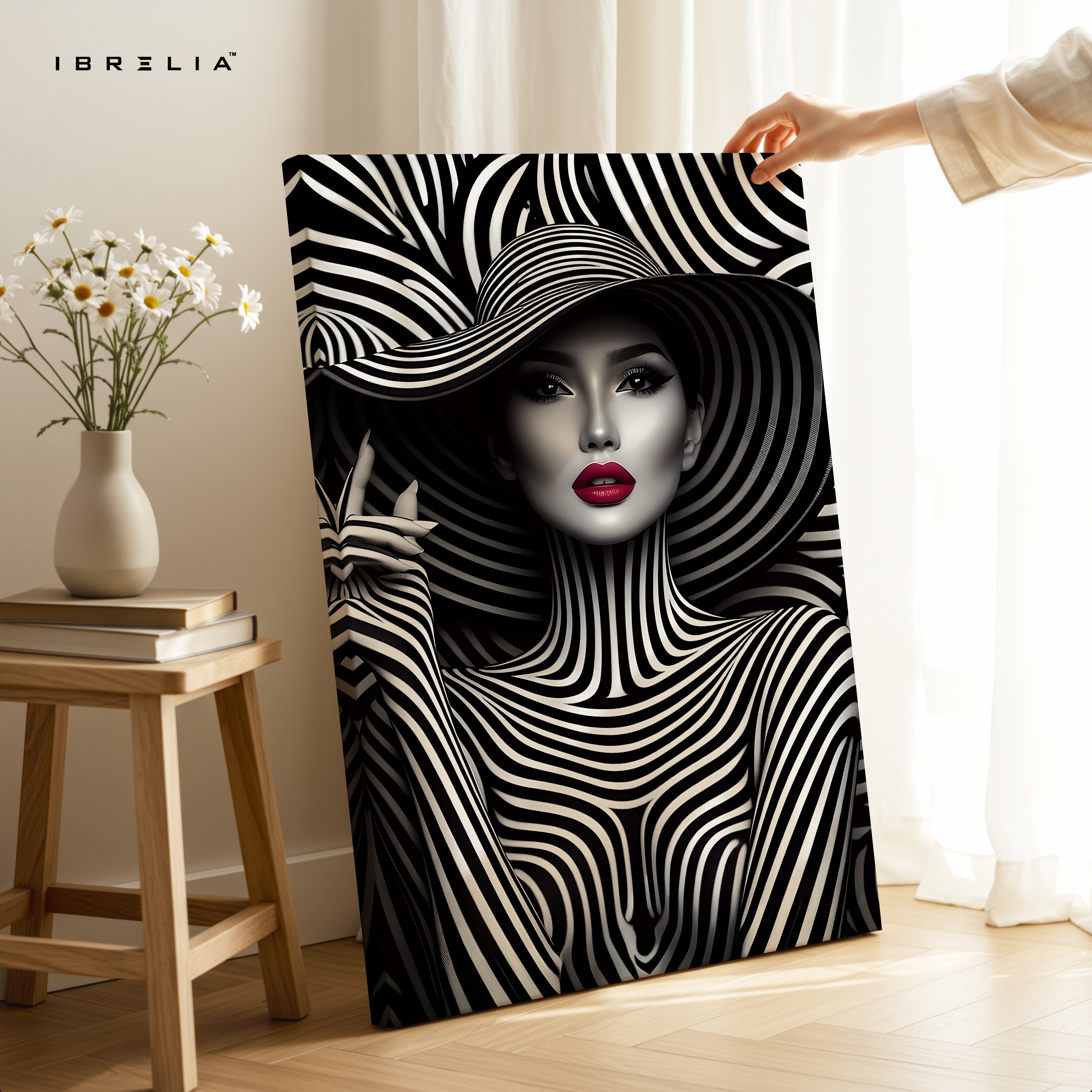 Monochrome Vogue Muse – Black & White Fashion Portrait Art | 4K Ultra Wrap Frame Wall Art in Pakistan | IBRELIA™