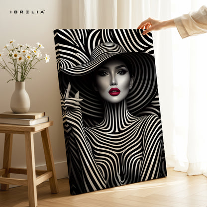 Monochrome Vogue Muse – Black & White Fashion Portrait Art | 4K Ultra Wrap Frame Wall Art in Pakistan | IBRELIA™