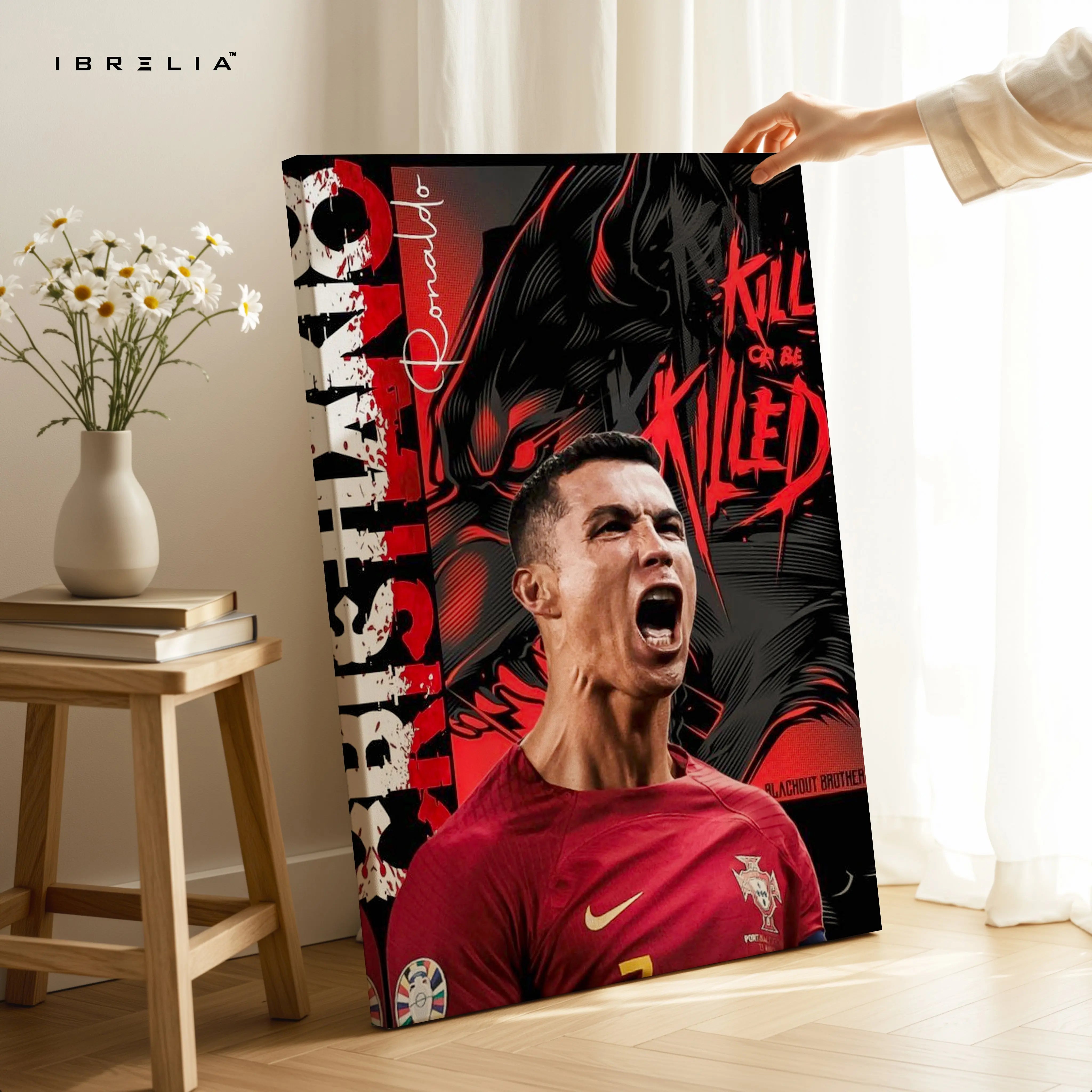 Cristiano Ronaldo Beast Mode Wall Art – CR7 Football Canvas Frame | Ronaldo Portugal Poster Pakistan | IBRELIA™ IBRELIA