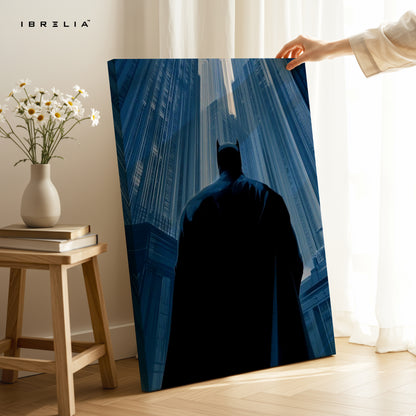 Midnight Guardian Blue – Dark Urban Silhouette Art | 4K Ultra Wrap Frame Wall Art in Pakistan | IBRELIA™