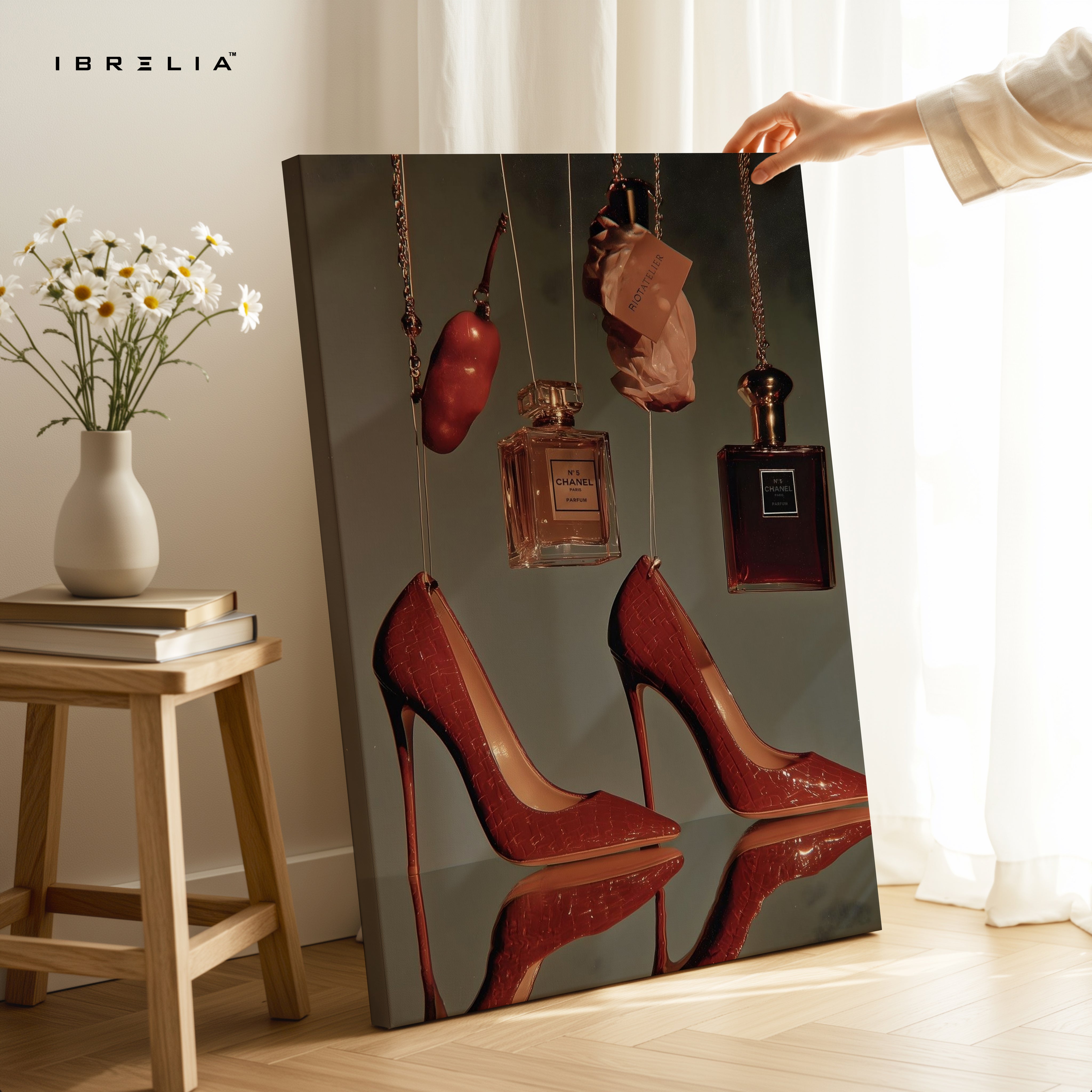 Luxury Heels & Perfume Still Life Art – 4K Ultra Wrap Frame Wall Art in Pakistan | IBRELIA™