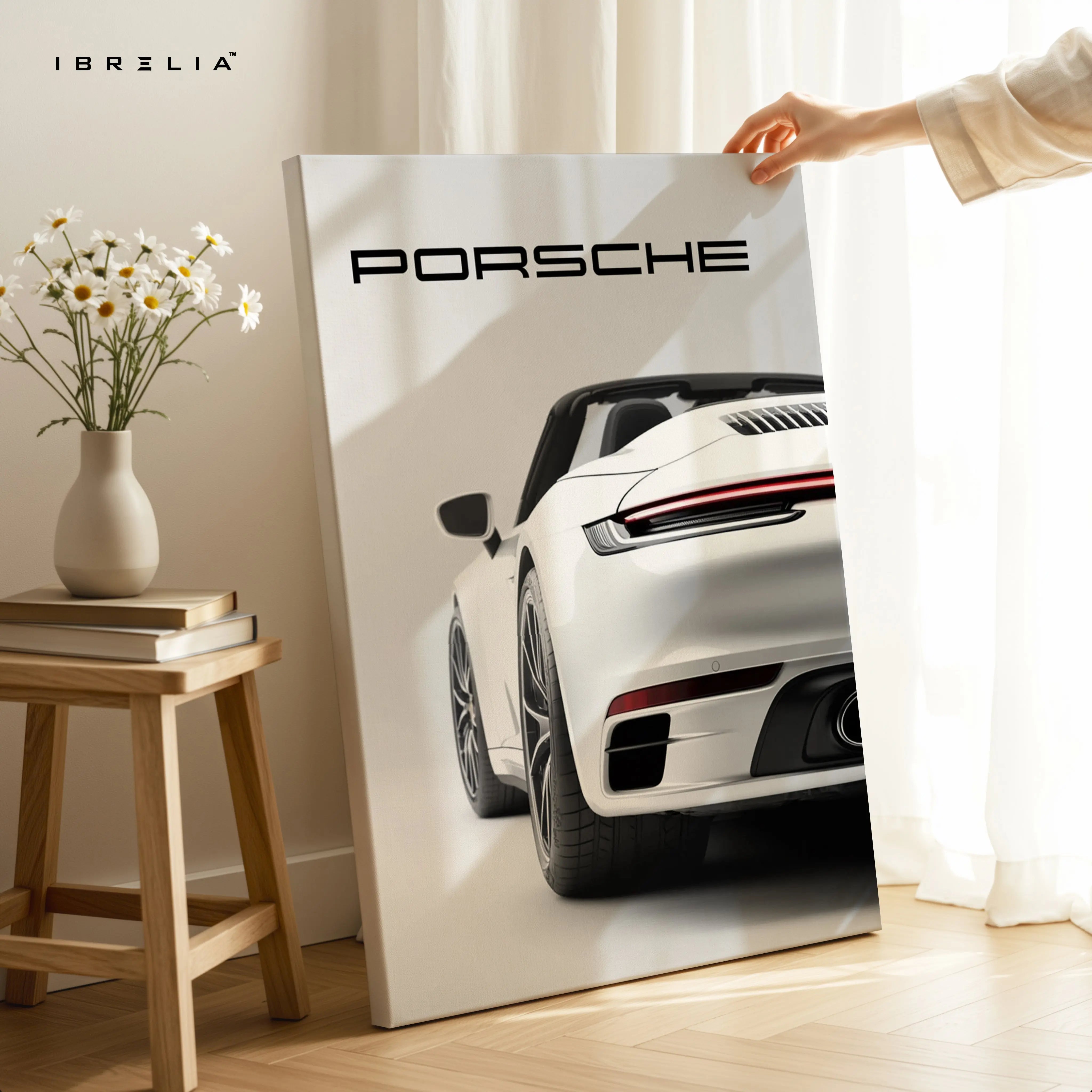 Porsche 911 Minimal Luxury Wall Art – Modern Sports Car Poster | 4K Ultra Wrap Frame Wall Art in Pakistan | IBRELIA™ IBRELIA