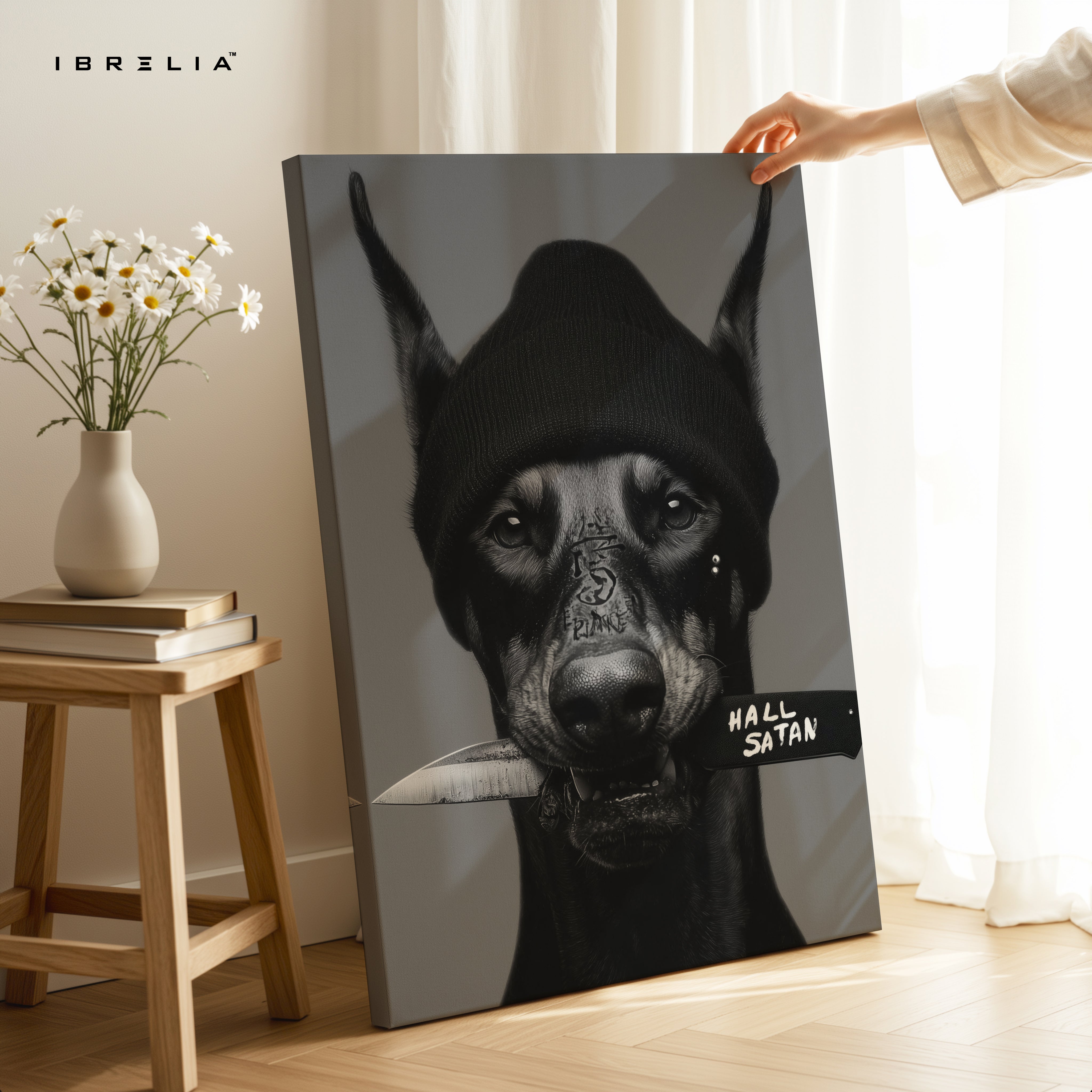 Dark Doberman Street Art – 4K Ultra Wrap Frame Wall Art in Pakistan | IBRELIA™