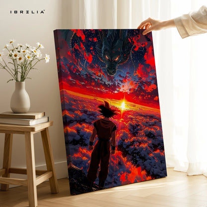 Goku Dragon Sky Wall Art – Anime Sunset Canvas Frame | Dragon Ball Poster Pakistan | IBRELIA™ IBRELIA