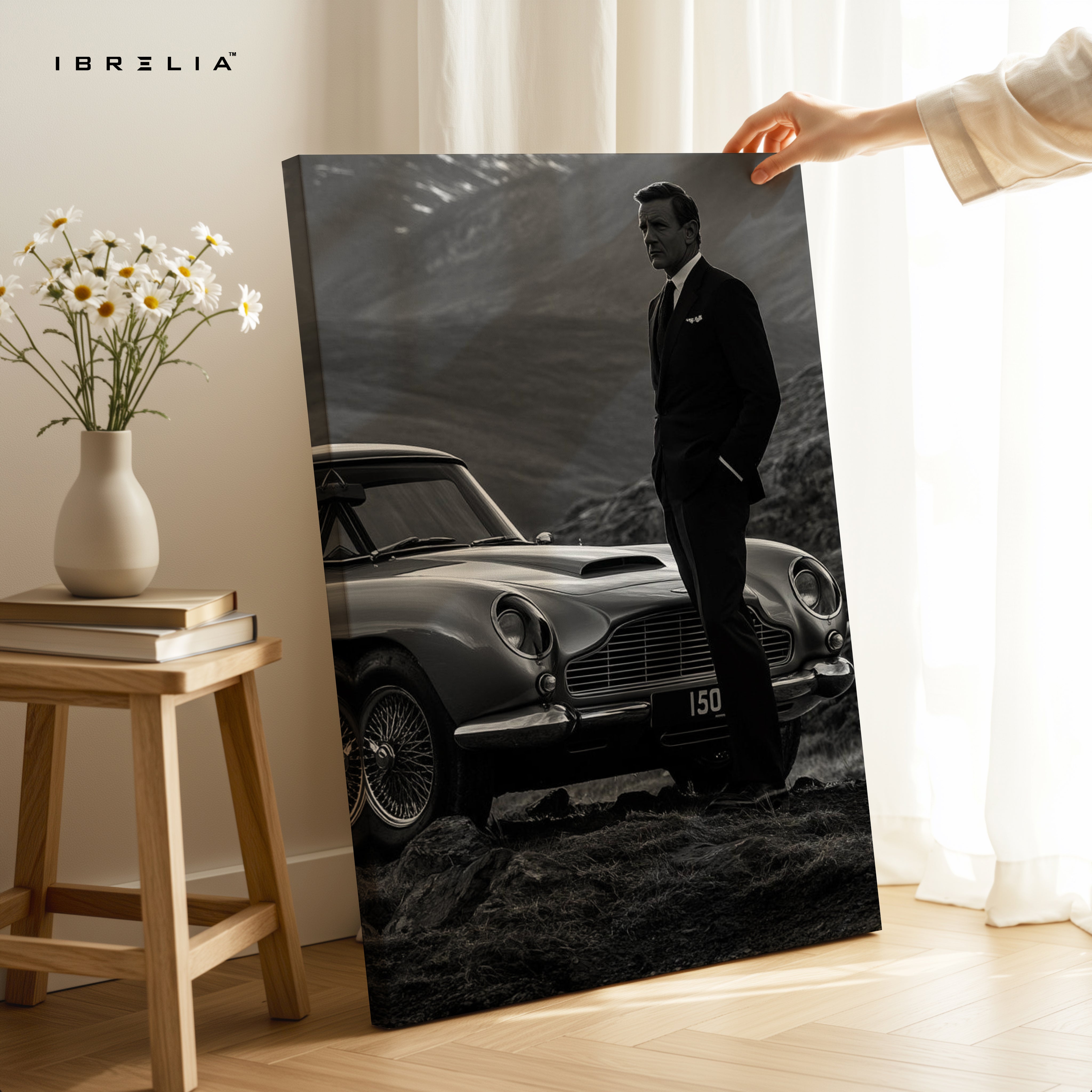 Classic Gentleman Noir with Vintage Sports Car – 4K Ultra Wrap Frame Wall Art in Pakistan | IBRELIA™
