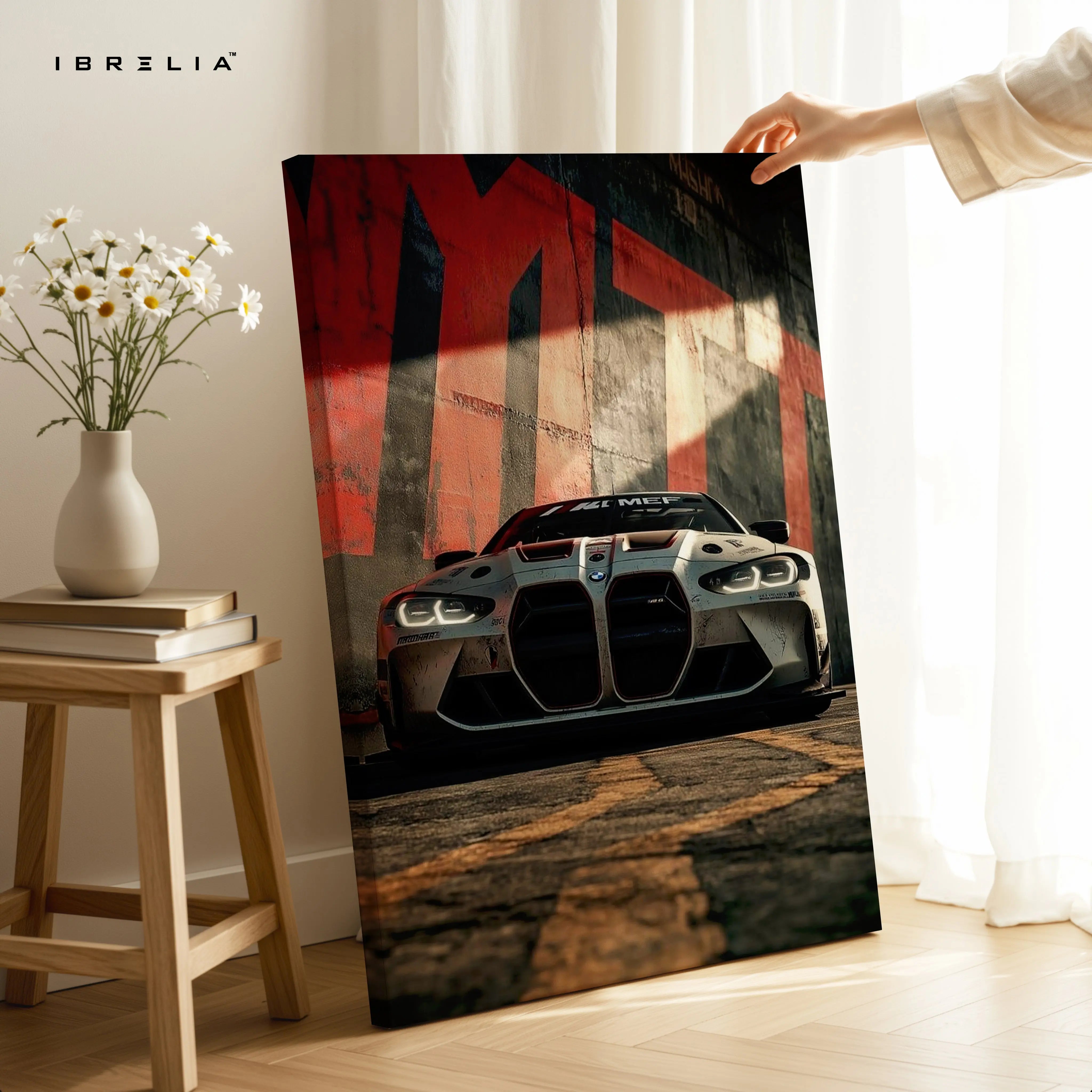 BMW M4 Street Performance Wall Art – Aggressive Front View Canvas Frame | Sports Car Poster Pakistan | IBRELIA™ IBRELIA