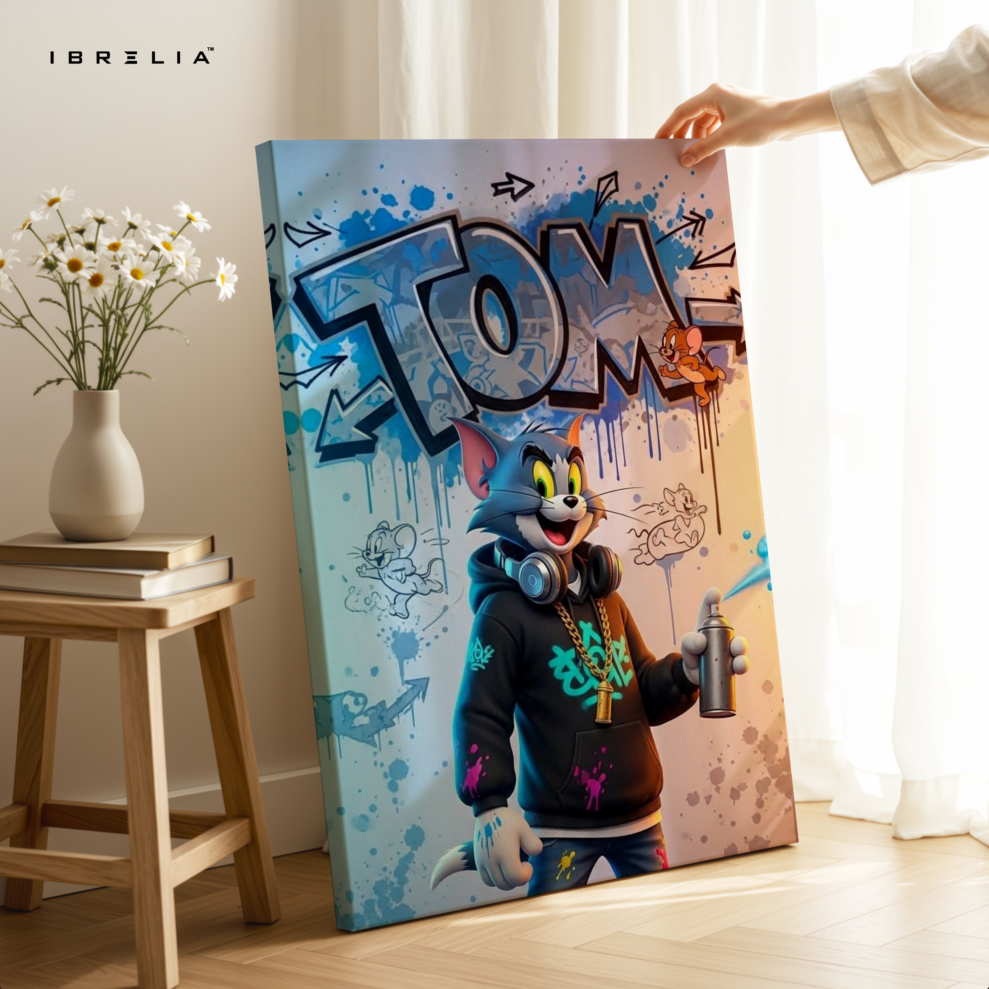 Tom Graffiti Street Art – Urban Cartoon 4K Ultra Wrap Frame Wall Art in Pakistan | IBRELIA™