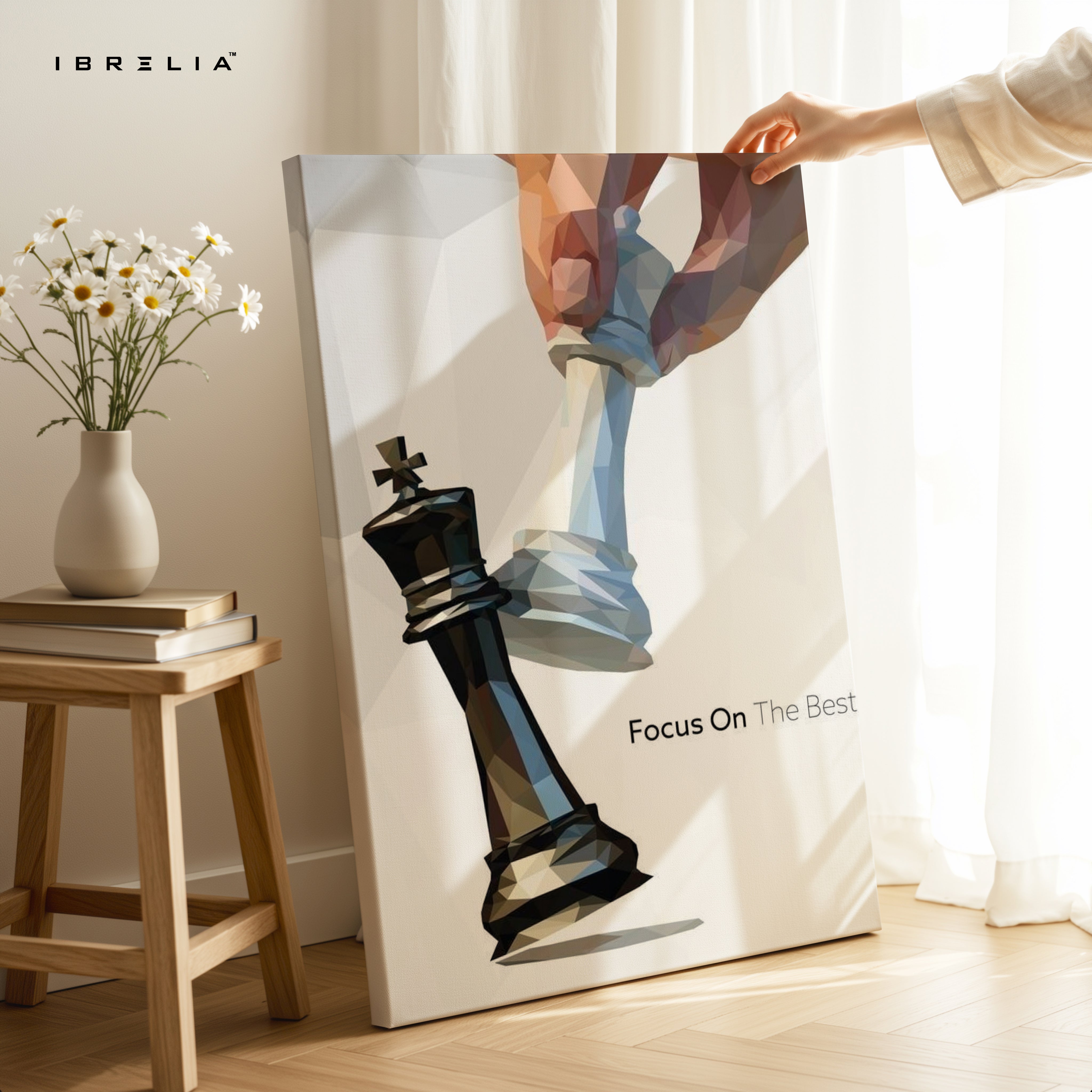 Focus on the Best – Strategic Chess Motivation Art | 4K Ultra Wrap Frame Wall Art in Pakistan | IBRELIA™
