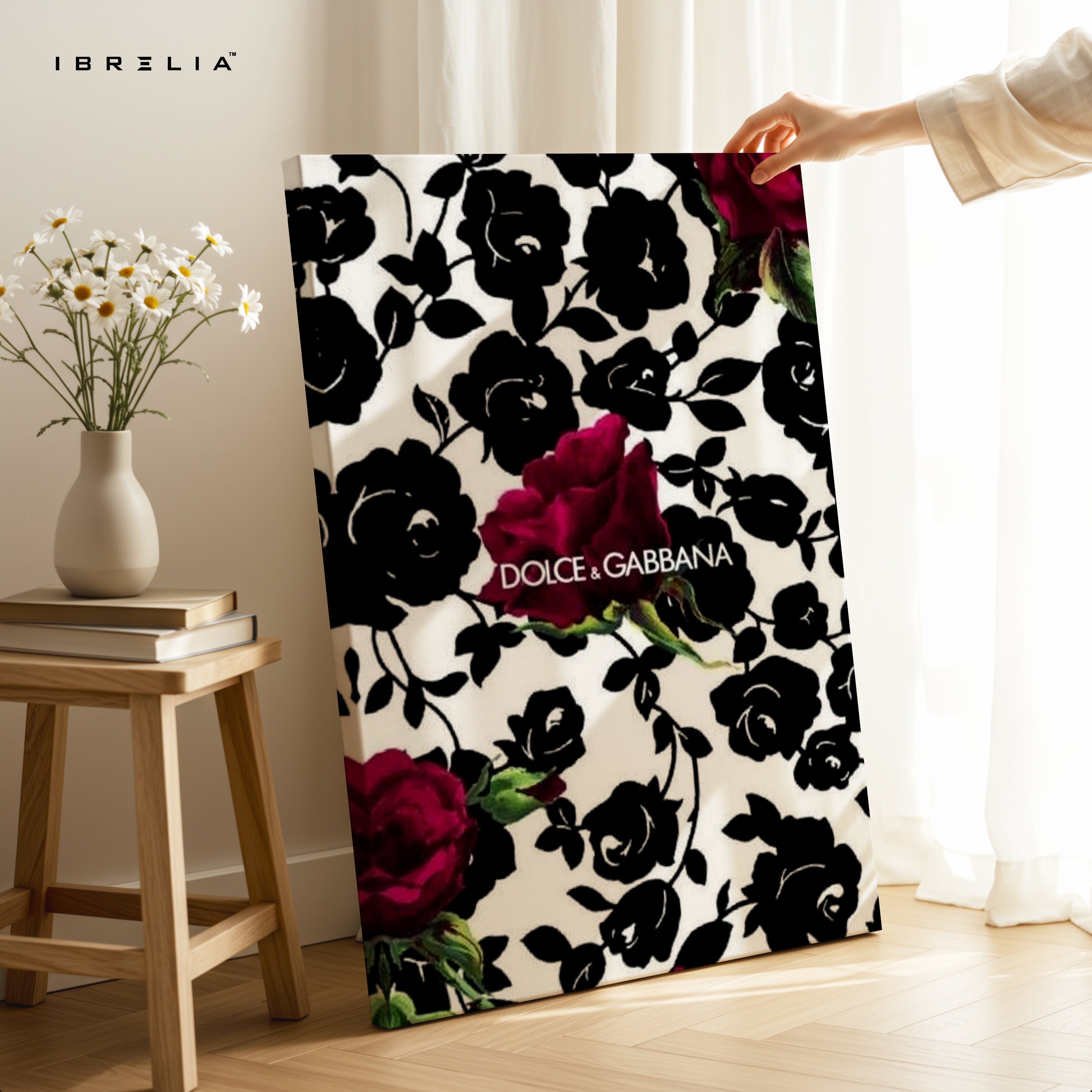Luxury Rose Noir Pattern Art – Designer-Inspired Floral Wall Art | 4K Ultra Wrap Frame Wall Art in Pakistan | IBRELIA™