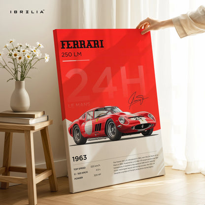 Ferrari 250 LM 1963 Wall Art – Le Mans Classic Race Car Poster | Vintage Ferrari Motorsport Frame in Pakistan | IBRELIA™ IBRELIA