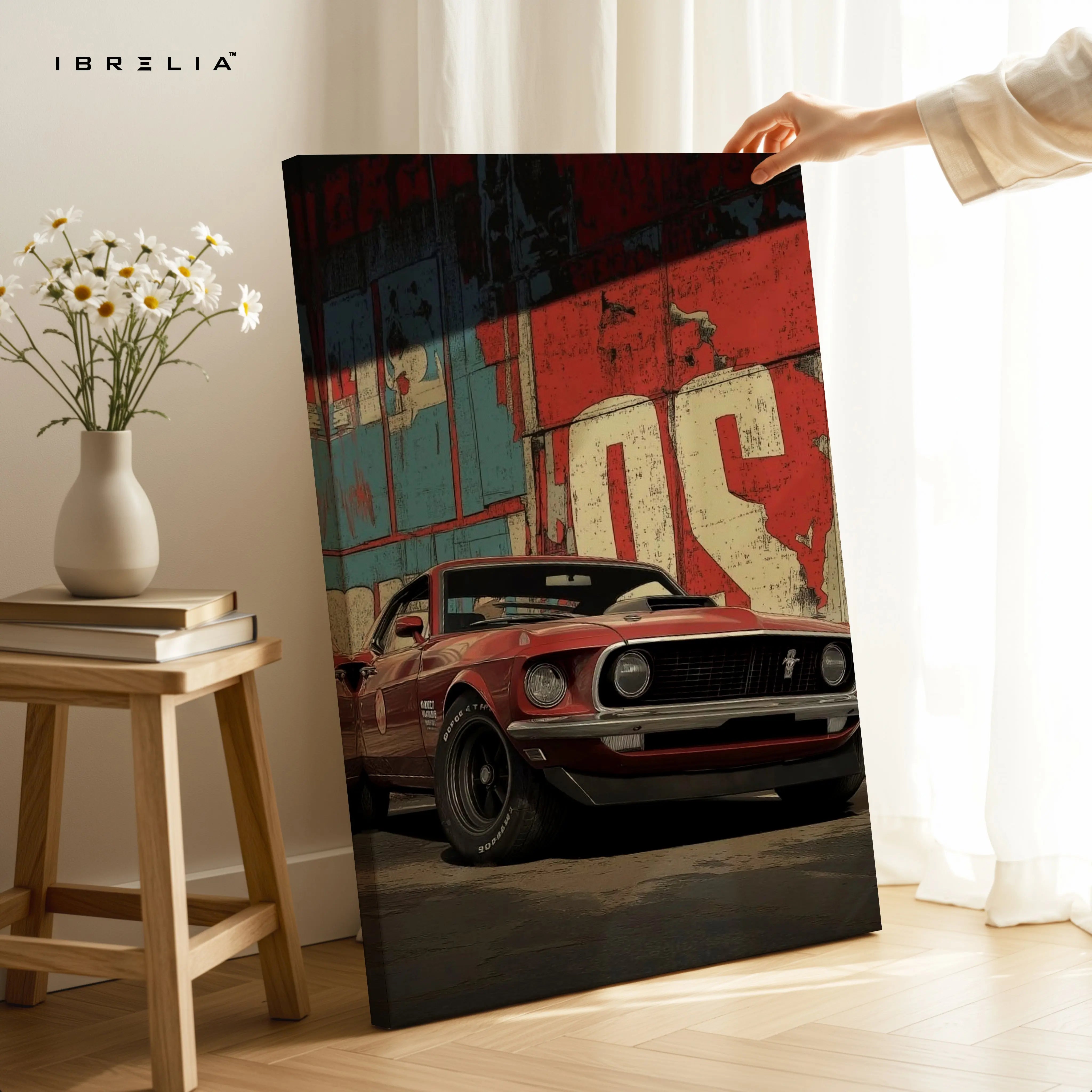 Ford Mustang Vintage Wall Art – Classic Muscle Car Canvas Frame | Retro Automotive Poster Pakistan | IBRELIA™ IBRELIA