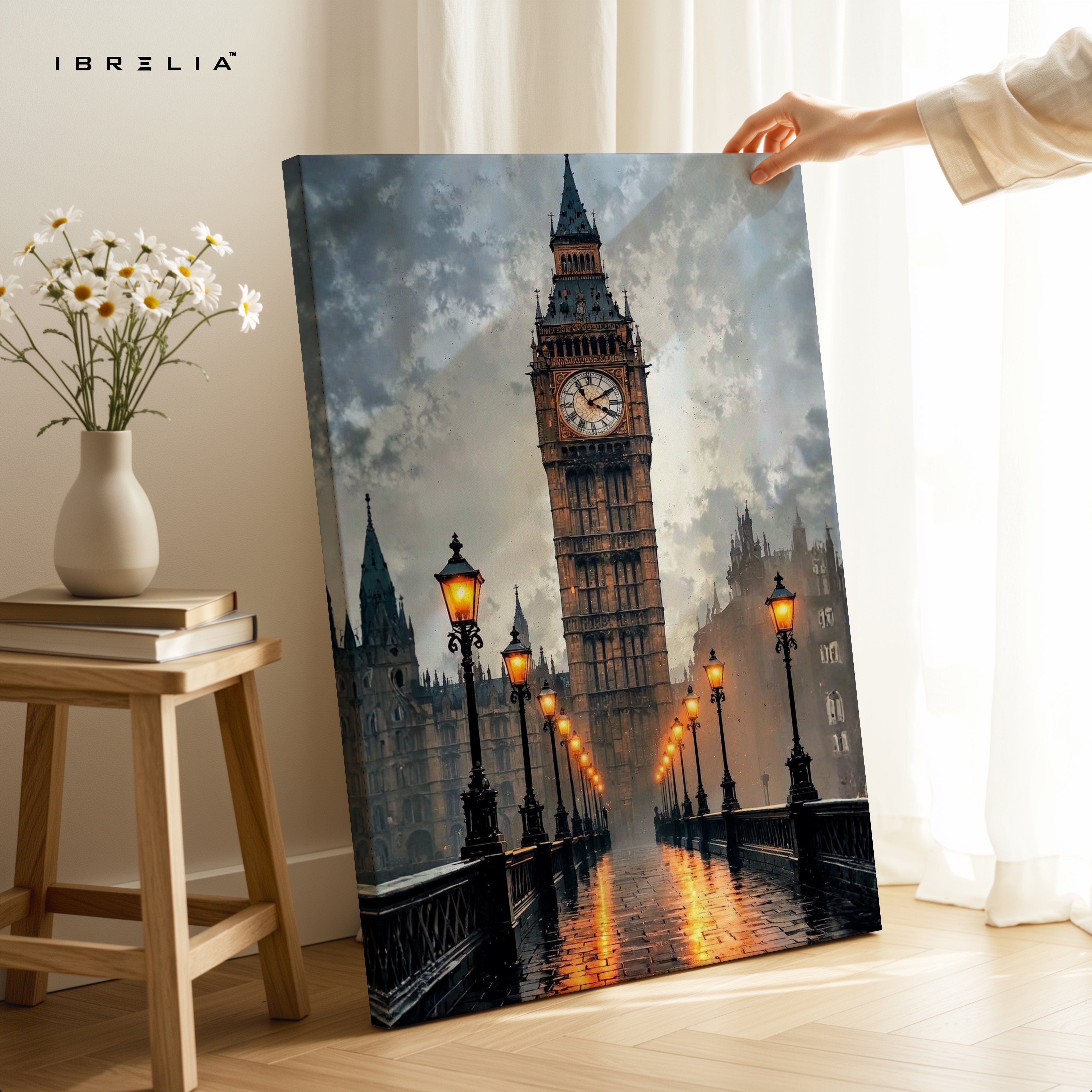 Big Ben Noir Art – Dark Cinematic London Cityscape Wall Art | 4K Ultra Wrap Frame Wall Art in Pakistan | IBRELIA™