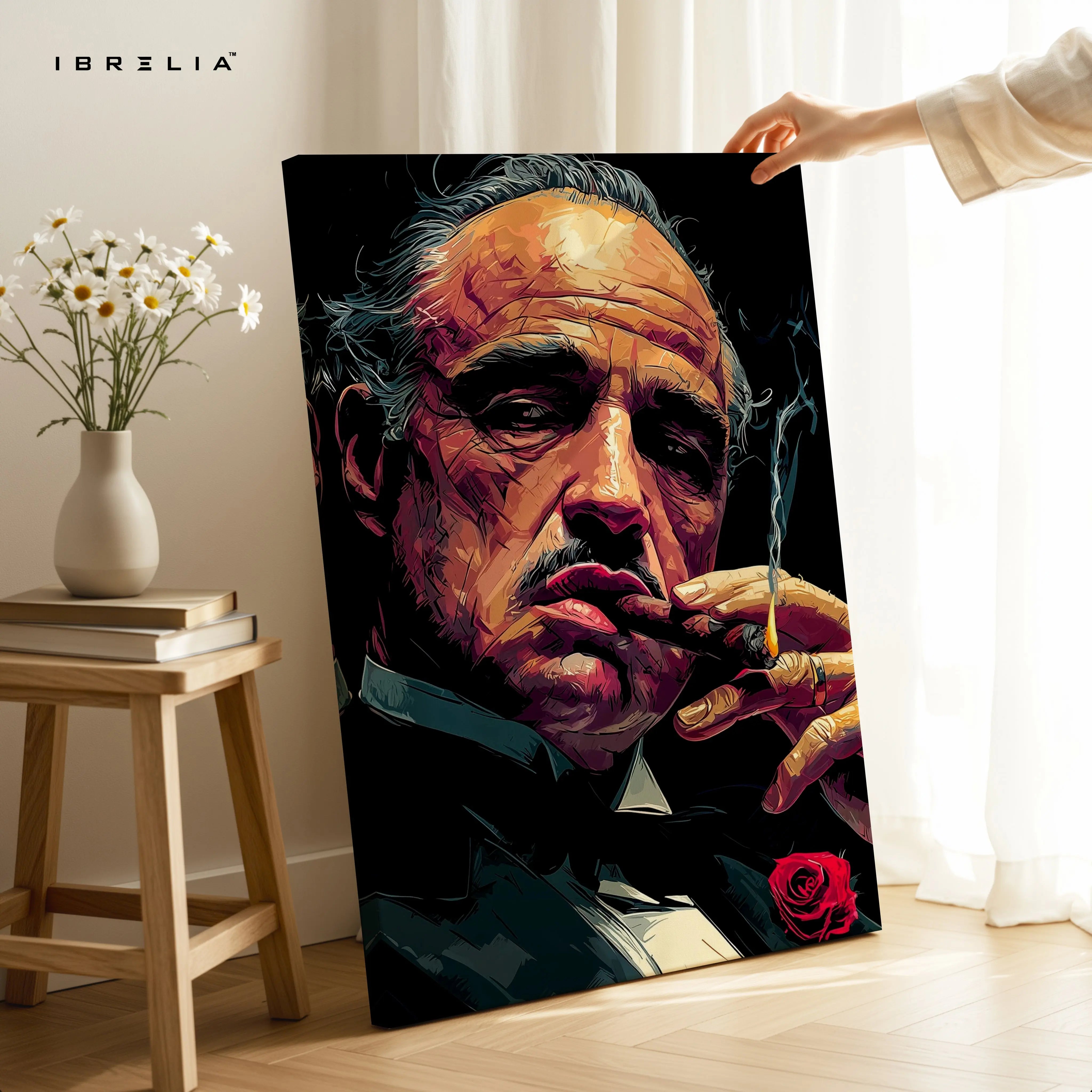 Godfather Portrait Wall Art – Don Vito Corleone Canvas Frame | Classic Mafia Icon Poster Pakistan | IBRELIA™ IBRELIA