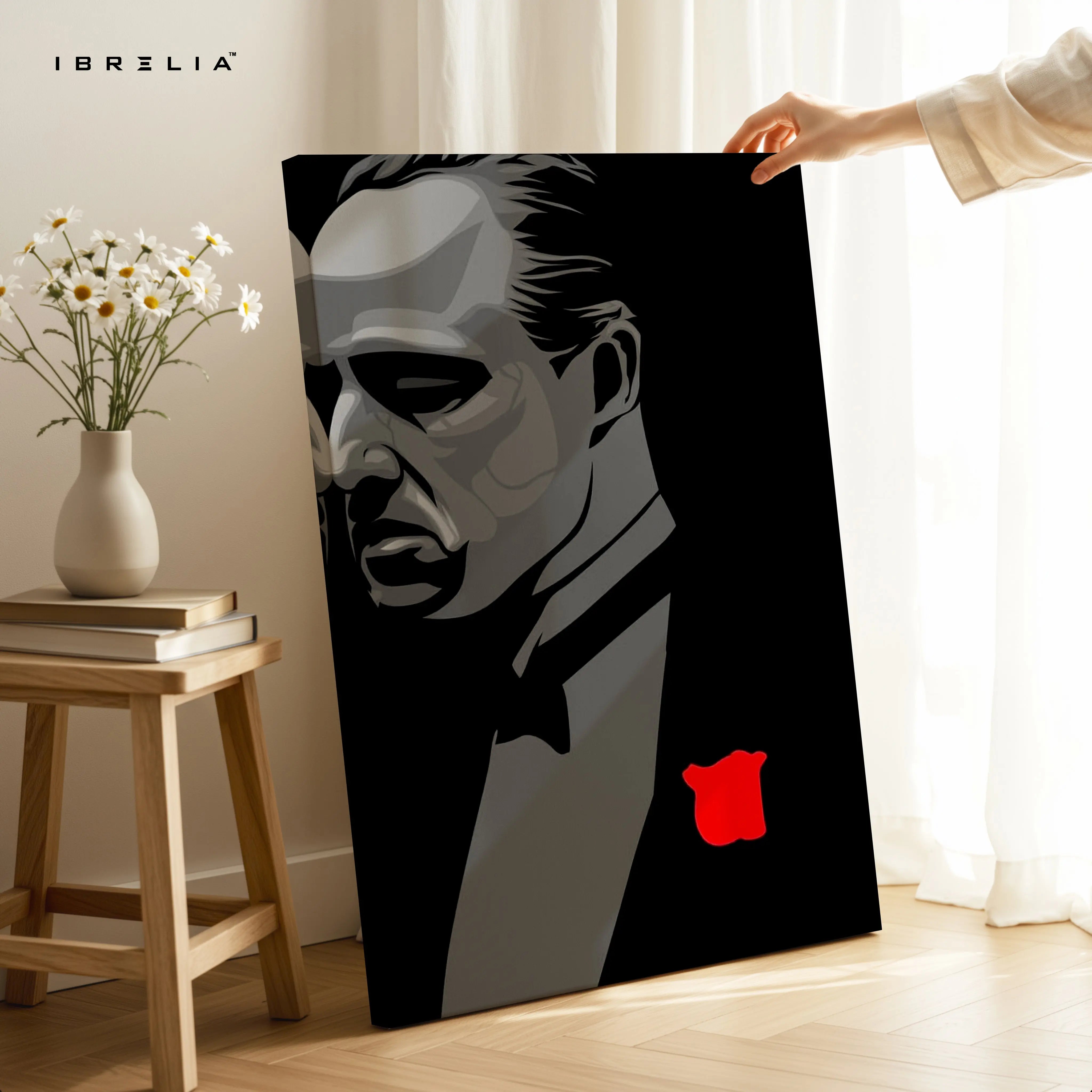 Godfather Minimal Portrait Wall Art – Don Vito Corleone Canvas Frame | Iconic Mafia Poster Pakistan | IBRELIA™ IBRELIA