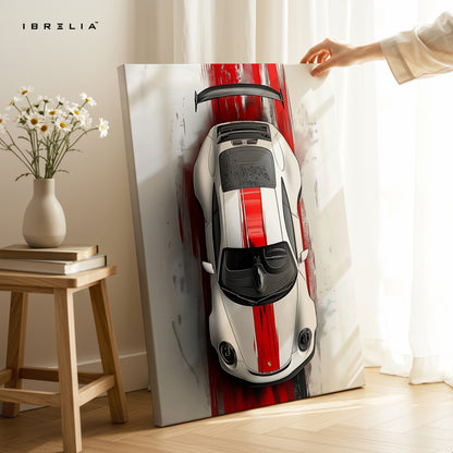Precision Velocity – Top View Supercar Racing Art | 4K Ultra Wrap Frame Wall Art in Pakistan | IBRELIA™