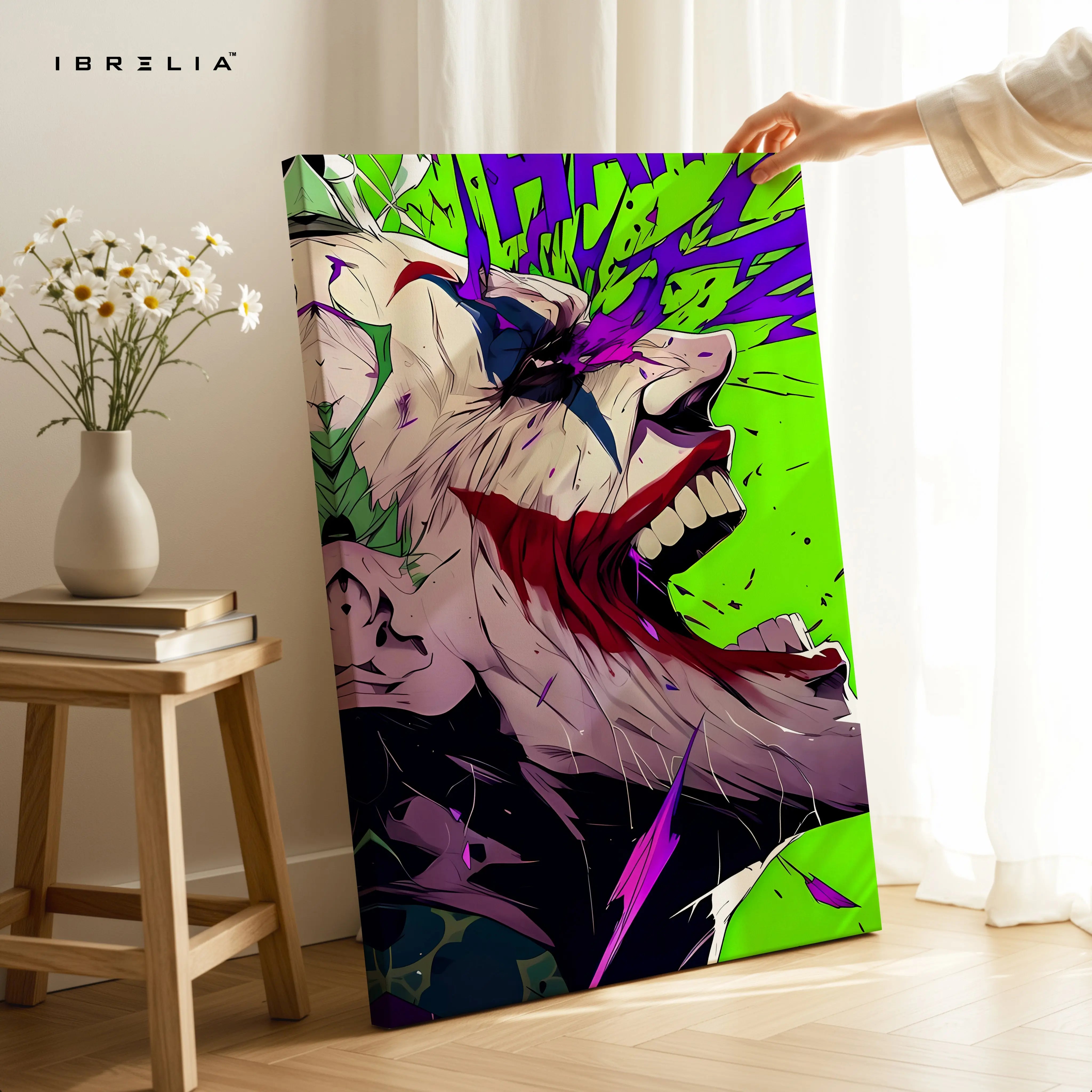Joker Chaos Explosion Wall Art – Dark Comic Villain Canvas Frame | Joker Rage Poster Pakistan | IBRELIA™ IBRELIA