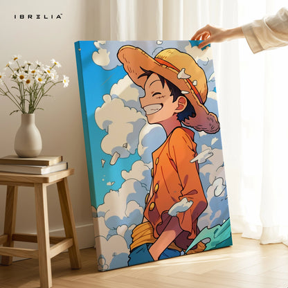 Monkey D. Luffy Smile Wall Art – One Piece Anime Canvas Frame | Luffy Straw Hat Poster Pakistan | IBRELIA™ IBRELIA