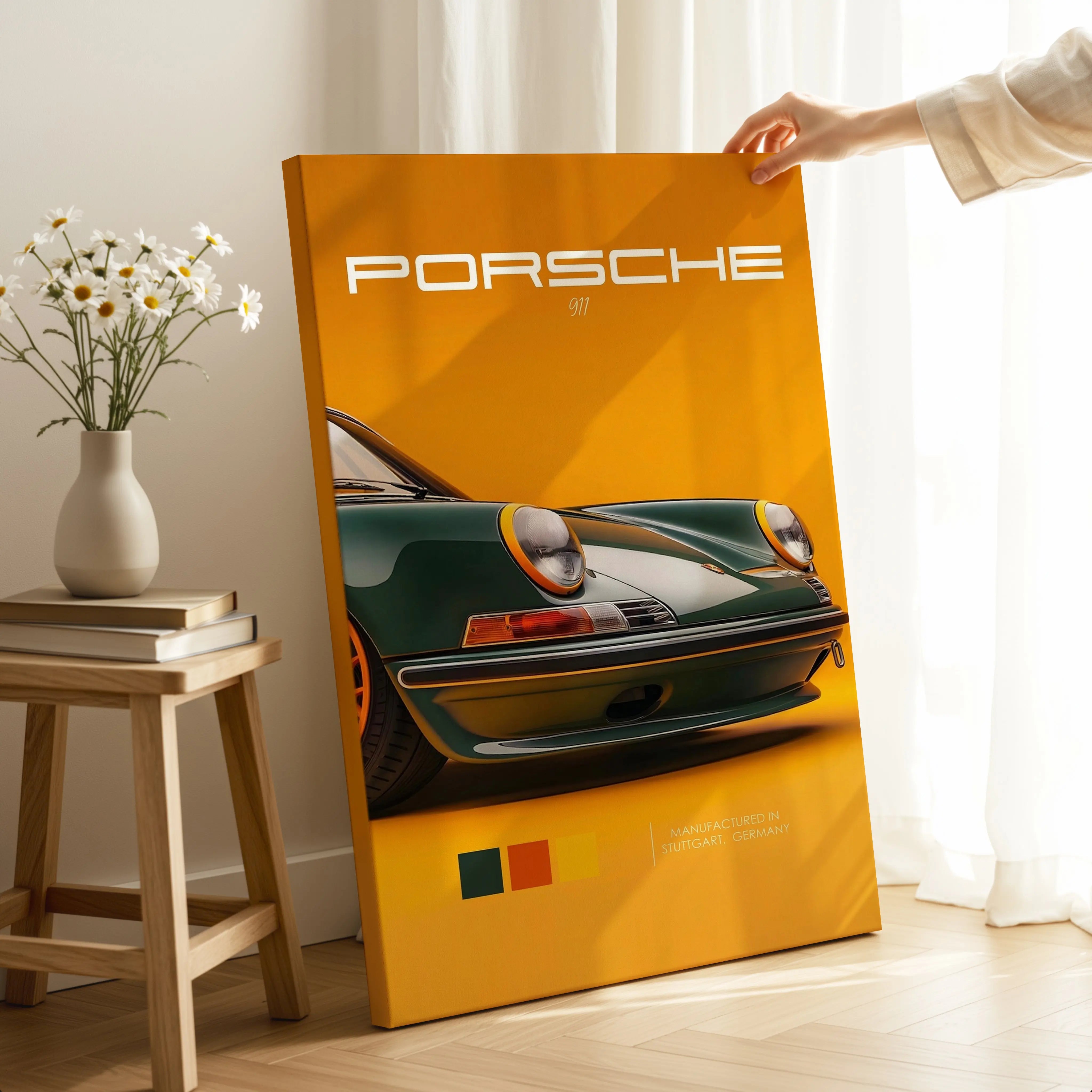 Porsche 911 Vintage Front Detail Wall Art – Retro Luxury Car Poster | 4K Ultra Wrap Frame Wall Art in Pakistan | IBRELIA™ IBRELIA